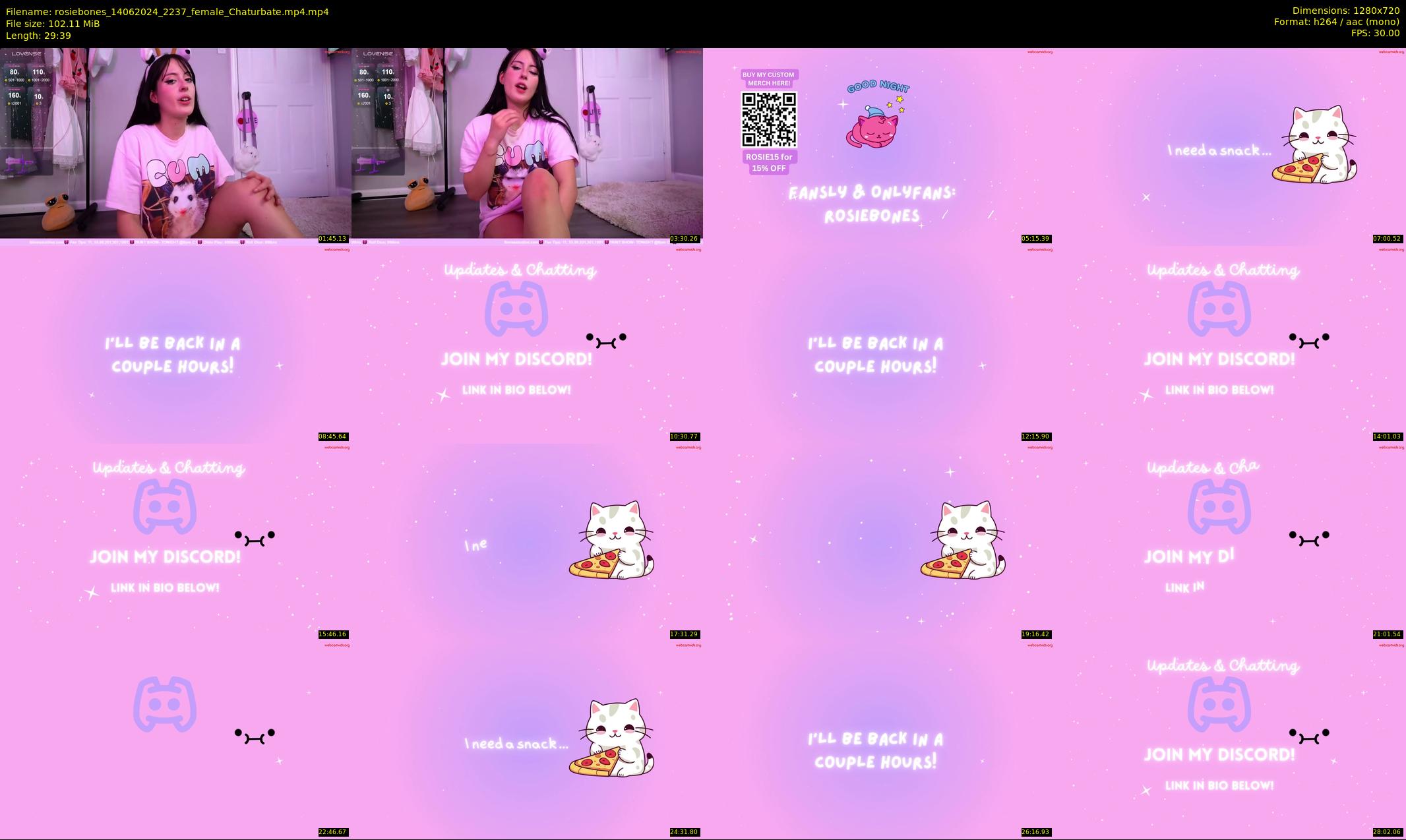 rosiebones — 30 minute Chaturbate female cam show recording, 720p, Jun 14, 2024