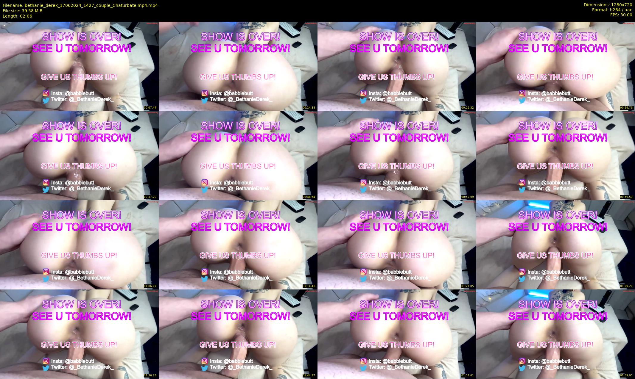 bethanie_derek — 3 minute Chaturbate couple cam show recording, 720p, Jun 17, 2024