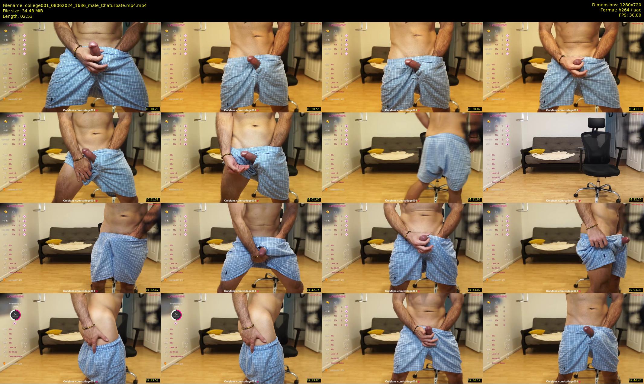college001 — 3 minute Chaturbate male cam show recording, 720p, Jun 8, 2024