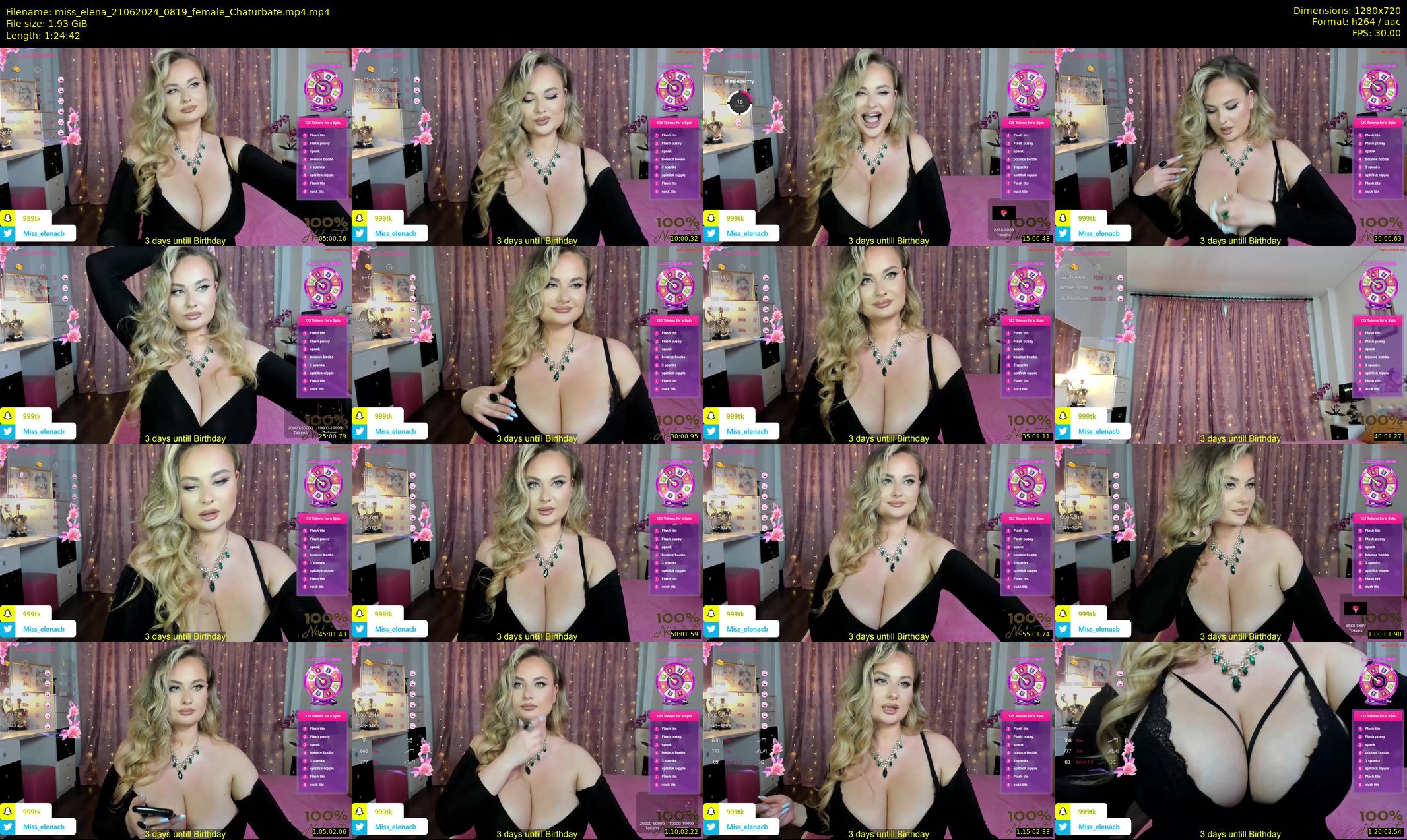 miss_elena — 85 minute Chaturbate female cam show recording, 720p, Jun 21, 2024