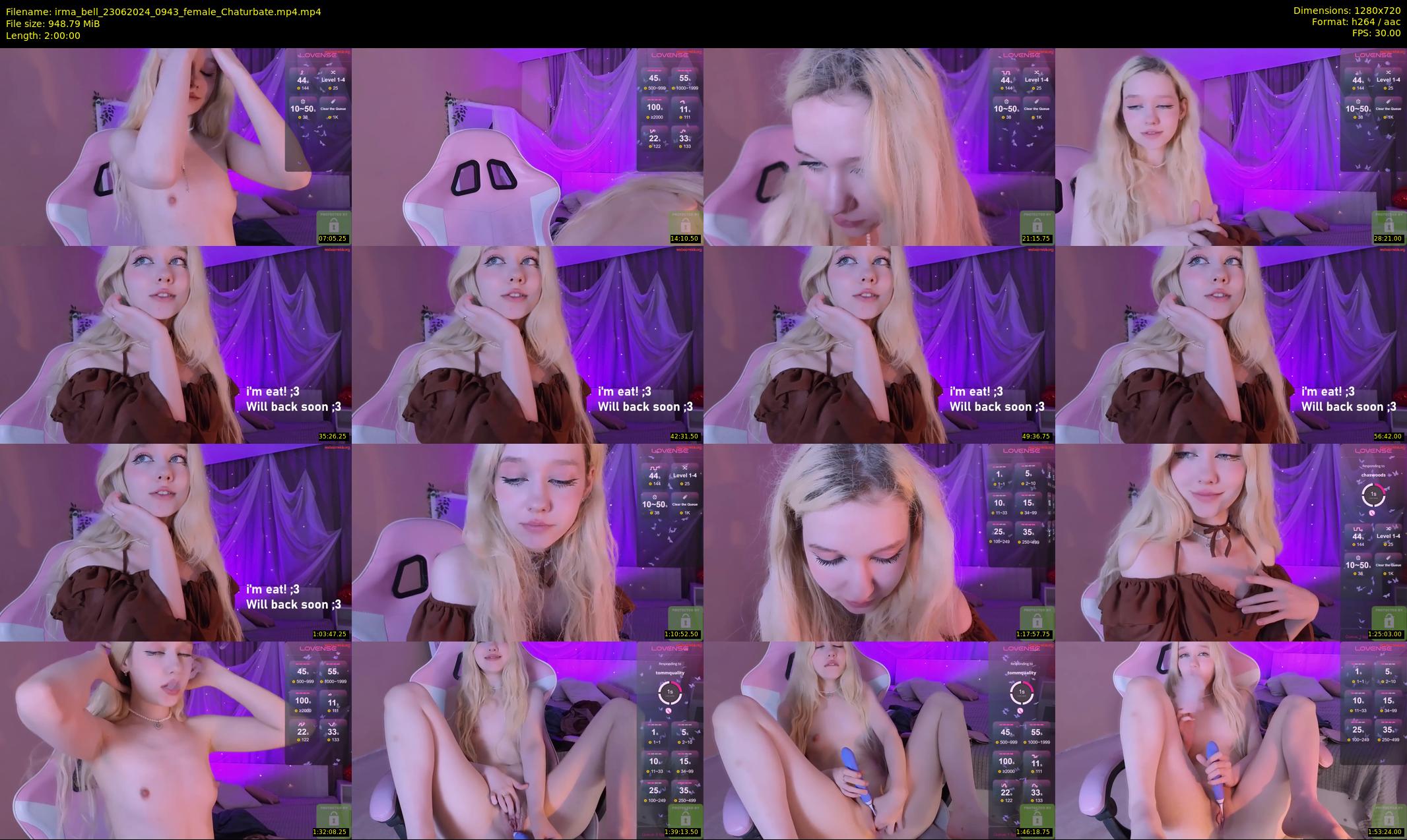 irma_bell — 120 minute Chaturbate female cam show recording, 720p, Jun 23, 2024