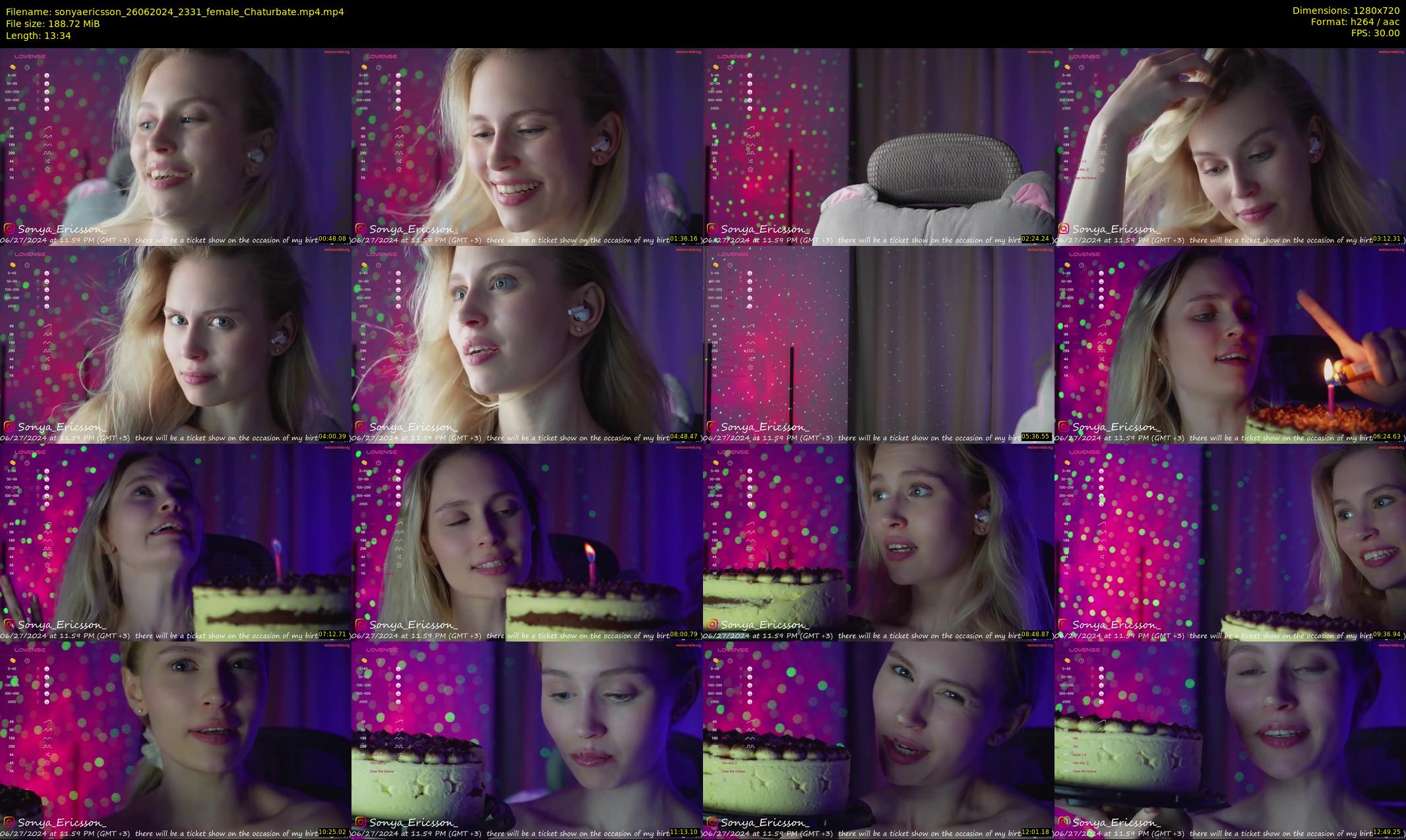 sonyaericsson — 14 minute Chaturbate female cam show recording, 720p, Jun 26, 2024