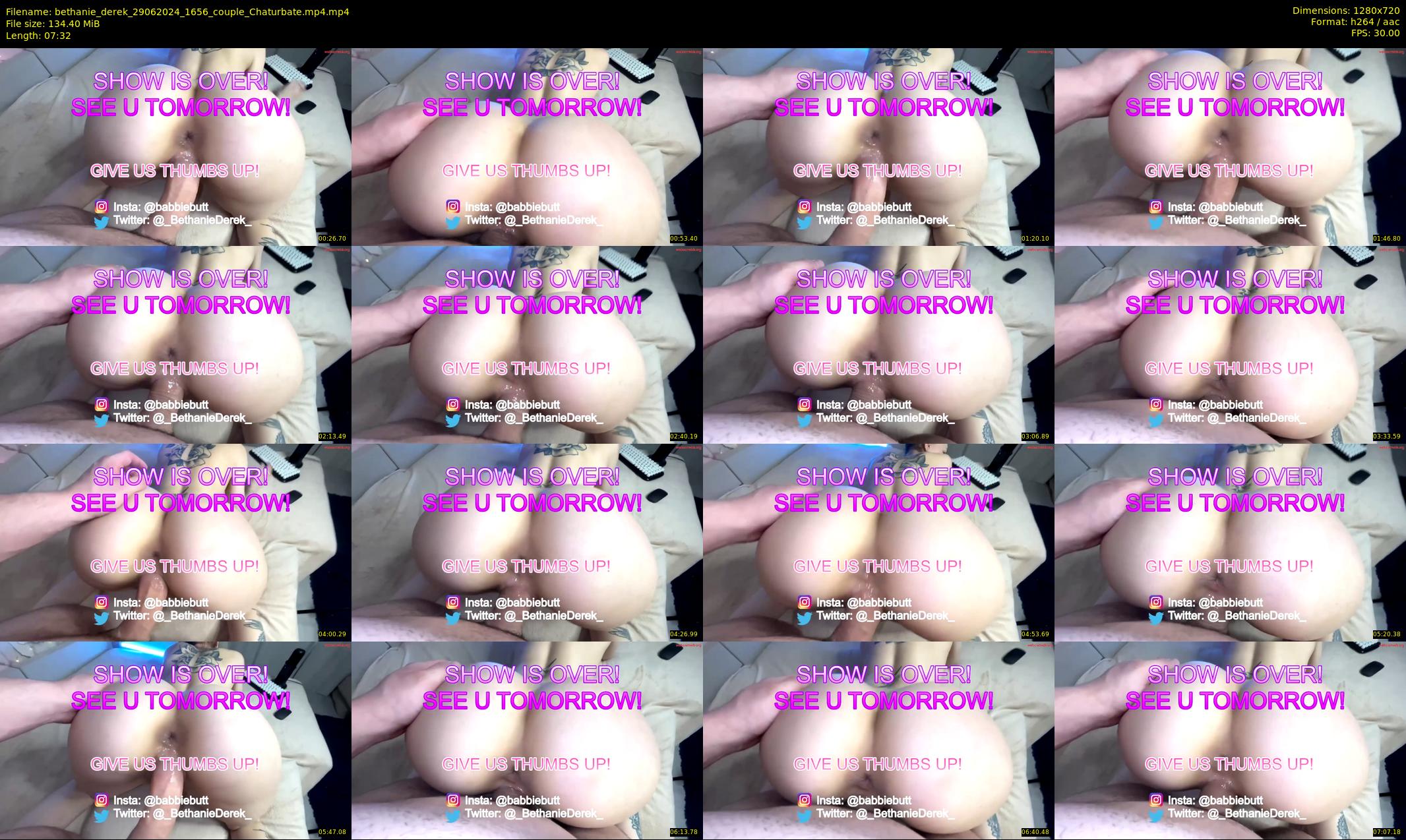 bethanie_derek — 8 minute Chaturbate couple cam show recording, 720p, Jun 29, 2024