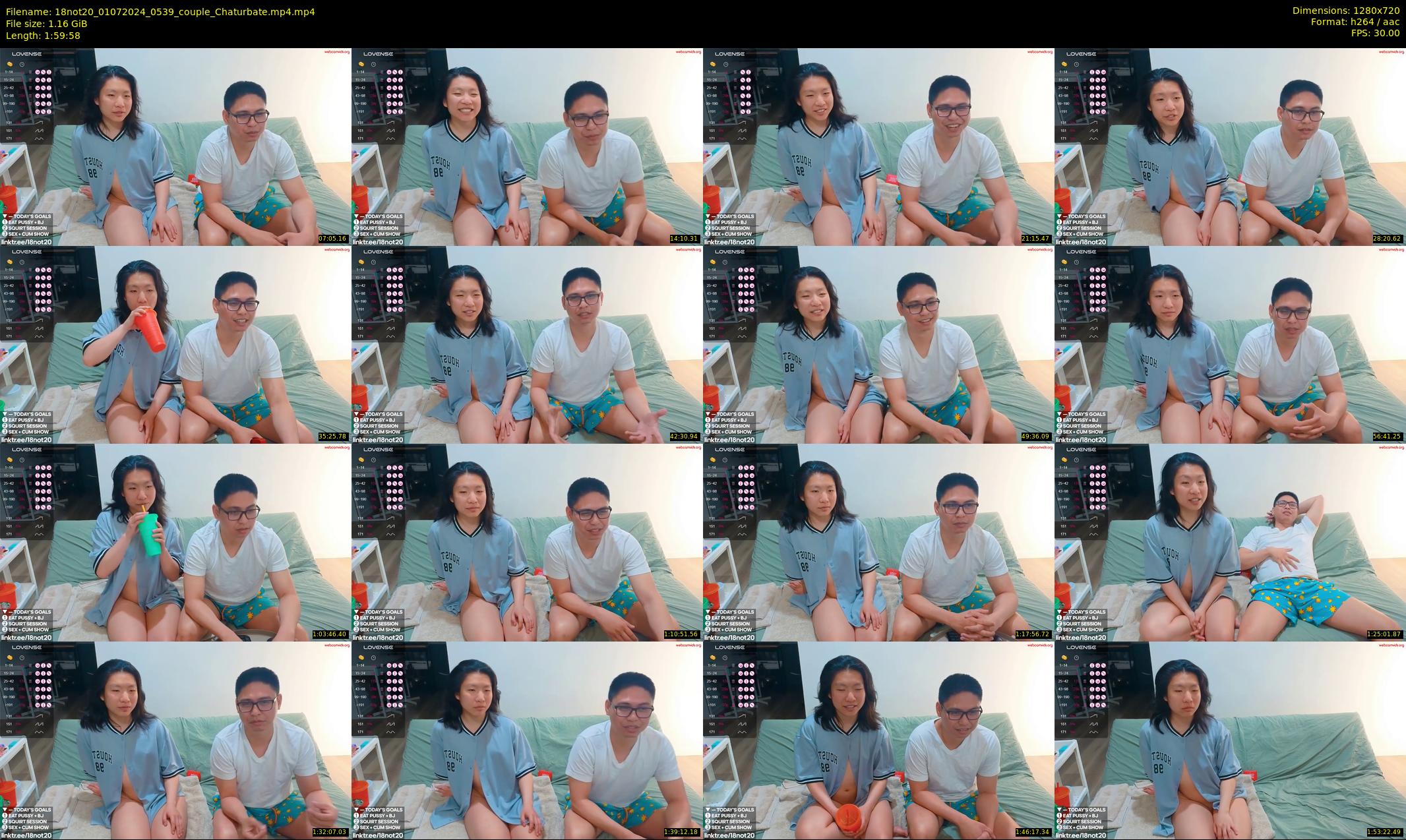 18not20 — 120 minute Chaturbate couple cam show recording, 720p, Jul 1, 2024