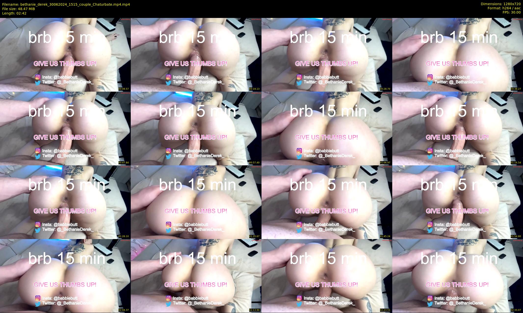 bethanie_derek — 3 minute Chaturbate couple cam show recording, 720p, Jun 30, 2024