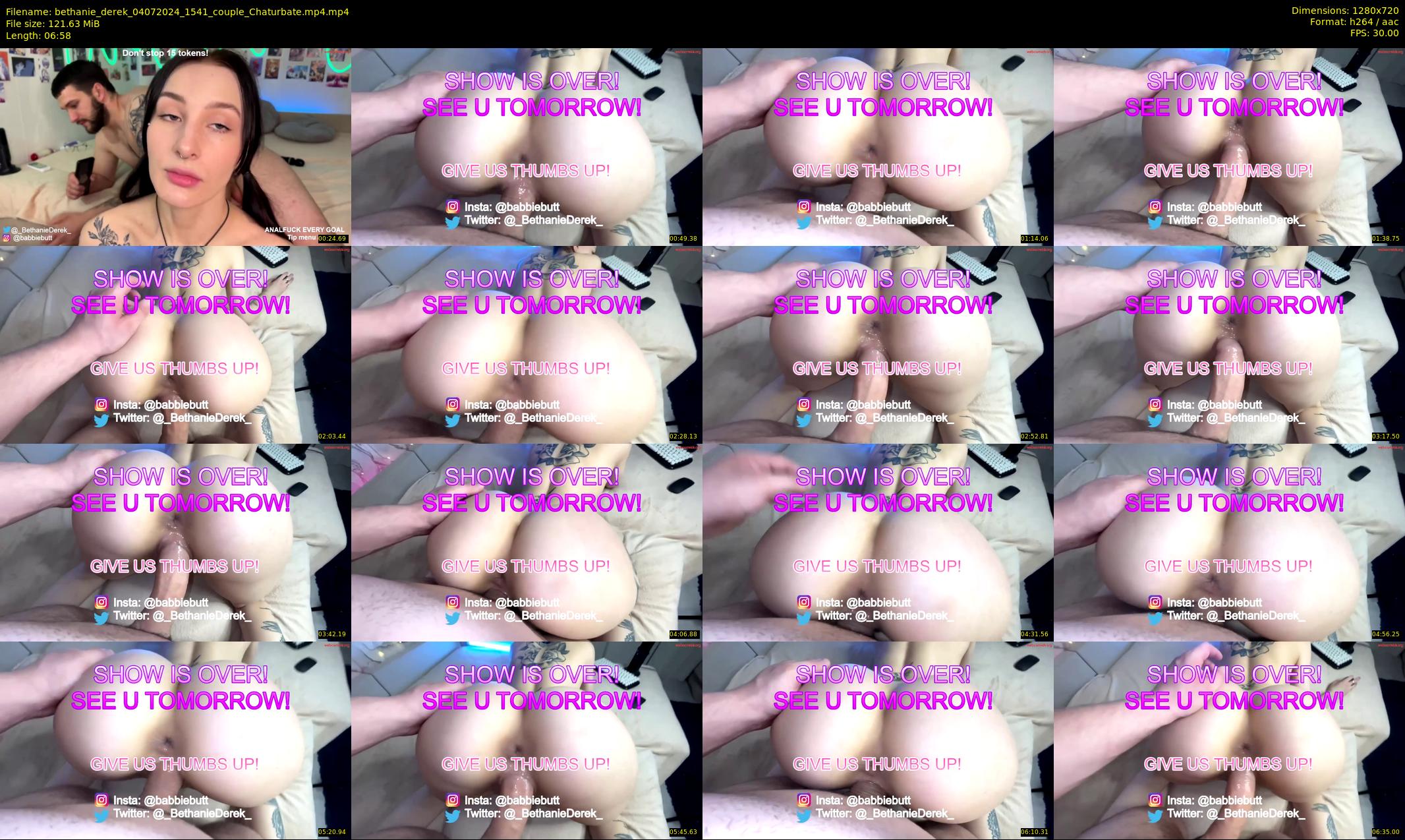 bethanie_derek — 7 minute Chaturbate couple cam show recording, 720p, Jul 4, 2024