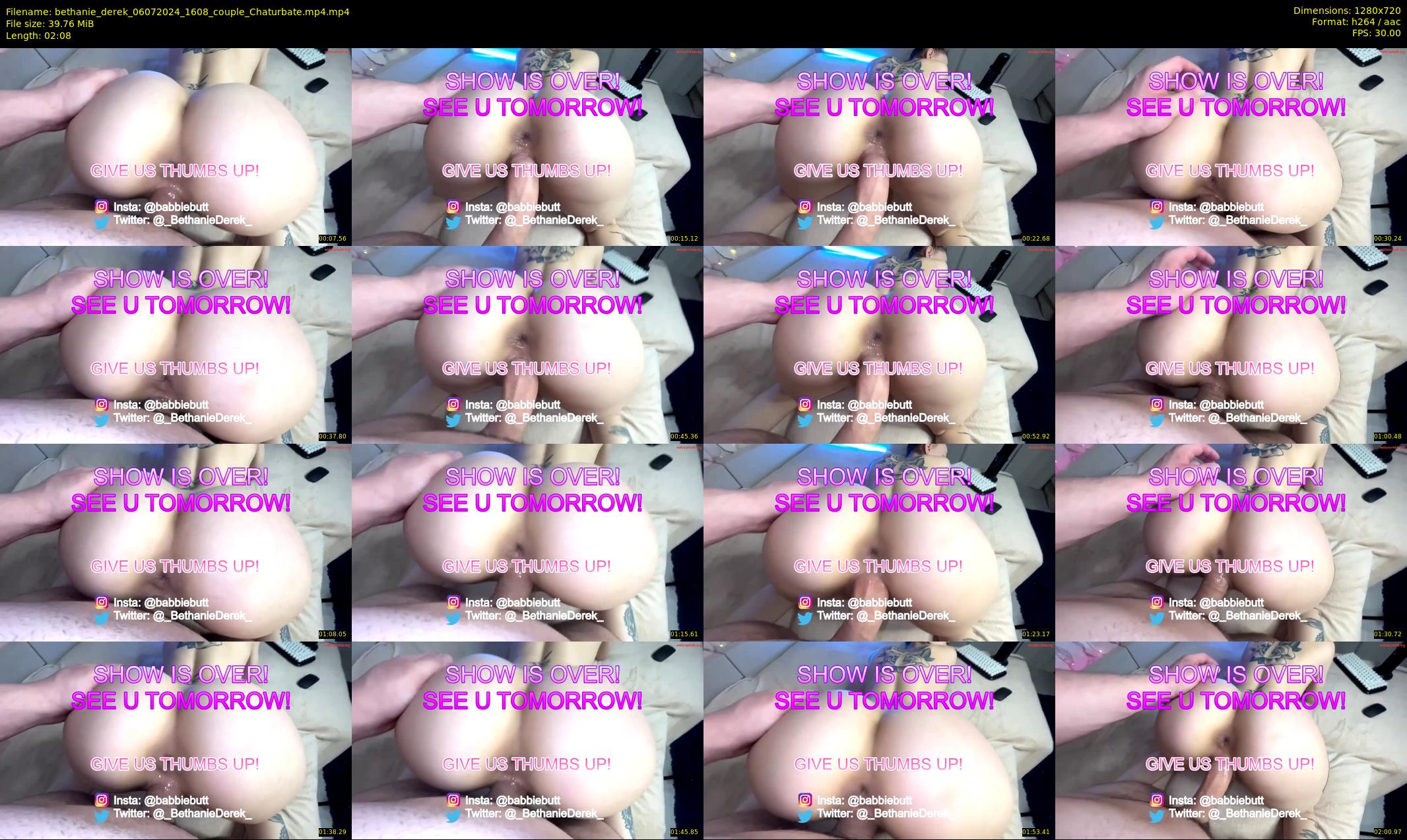 bethanie_derek — 3 minute Chaturbate couple cam show recording, 720p, Jul 6, 2024