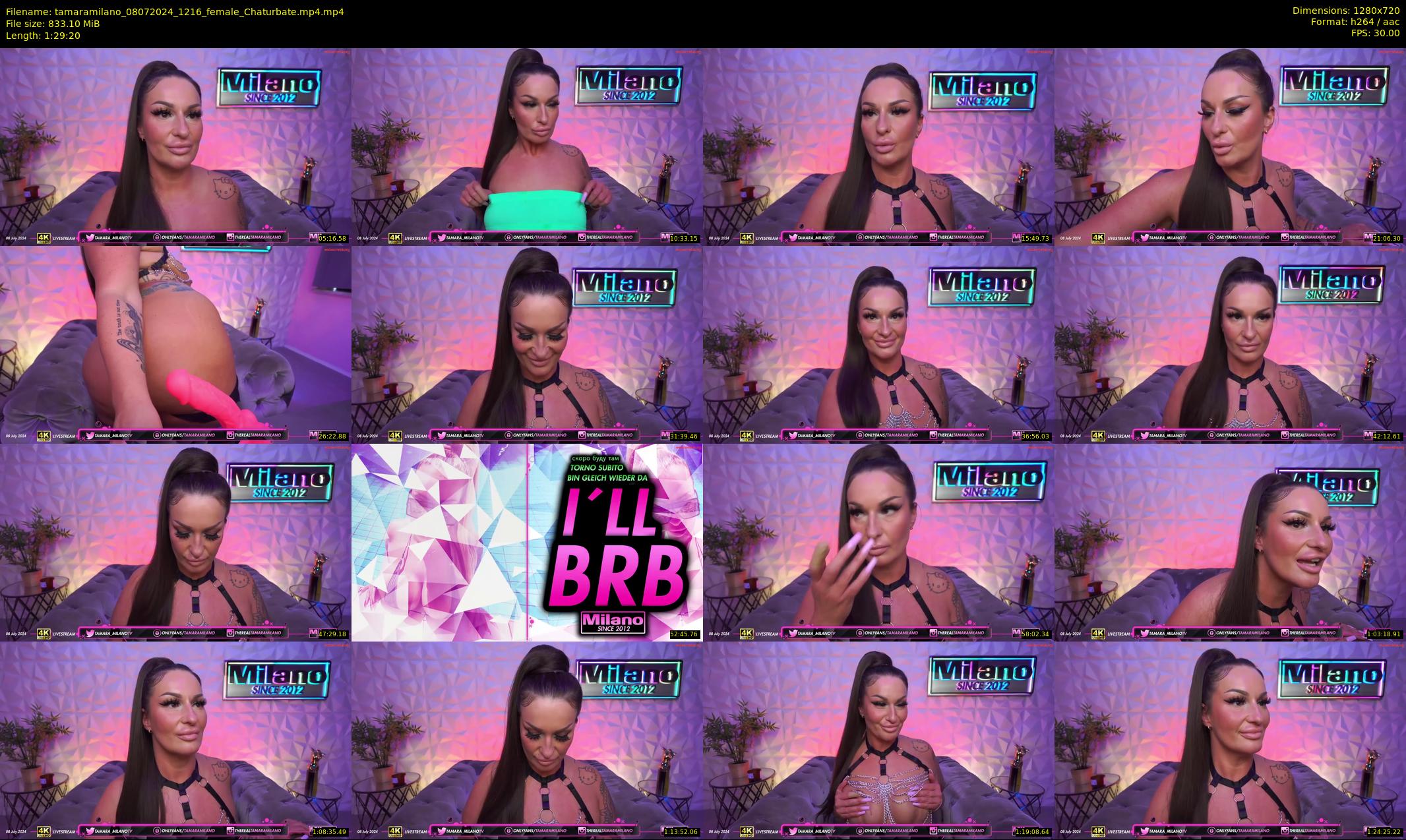 tamaramilano — 90 minute Chaturbate female cam show recording, 720p, Jul 8, 2024