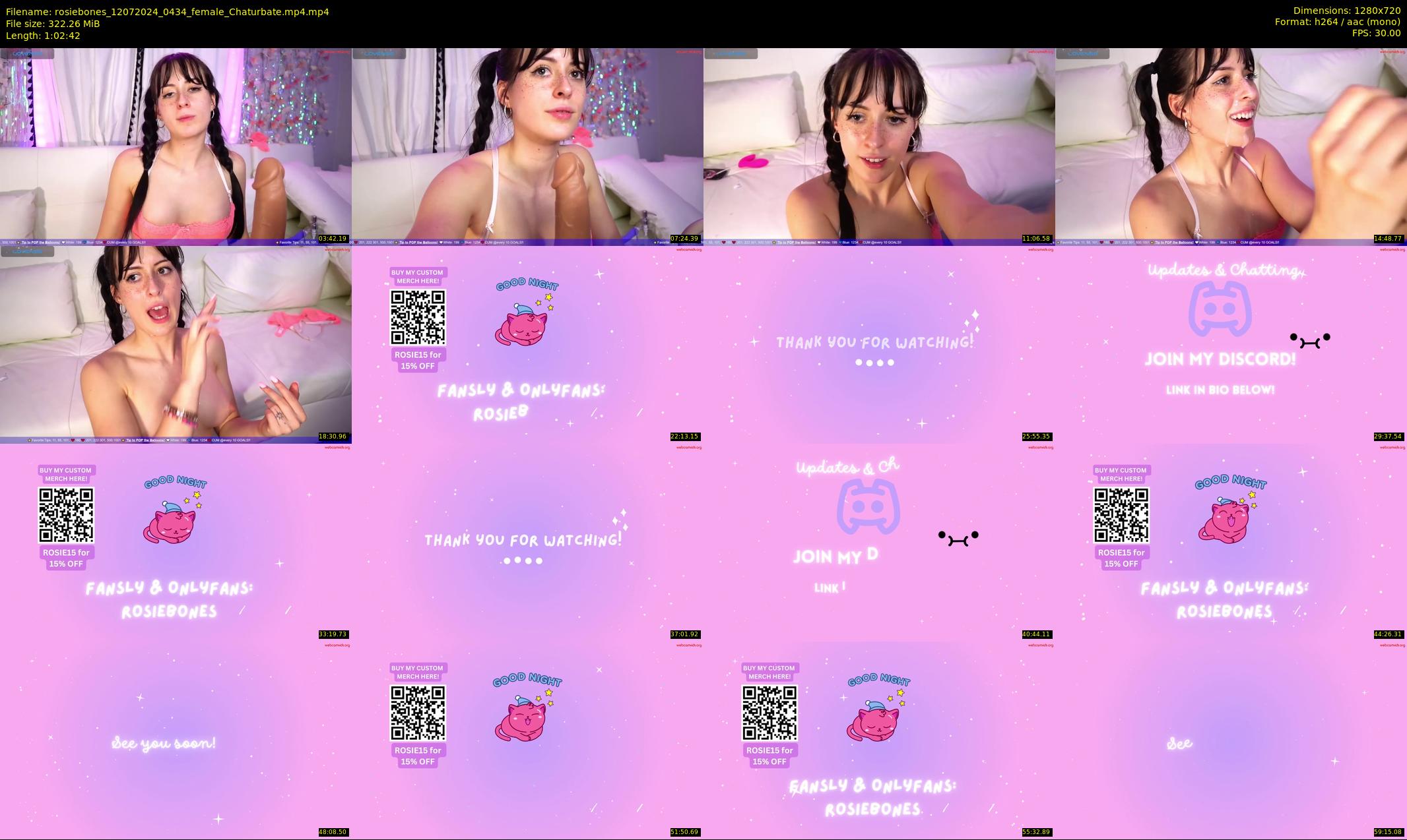 rosiebones — 63 minute Chaturbate female cam show recording, 720p, Jul 12, 2024