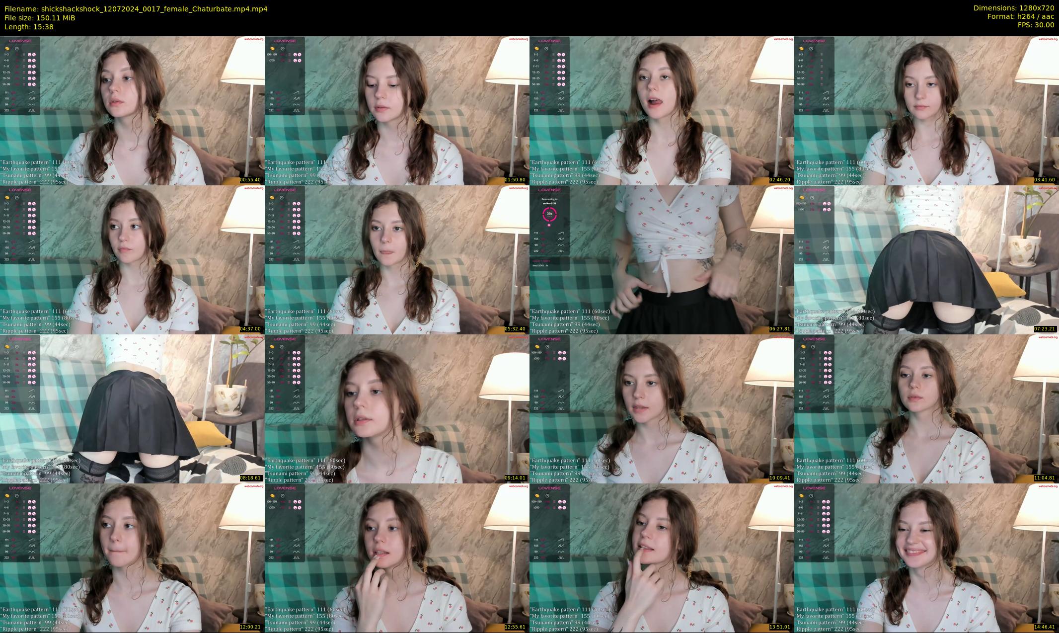 shickshackshock — 16 minute Chaturbate female cam show recording, 720p, Jul 12, 2024