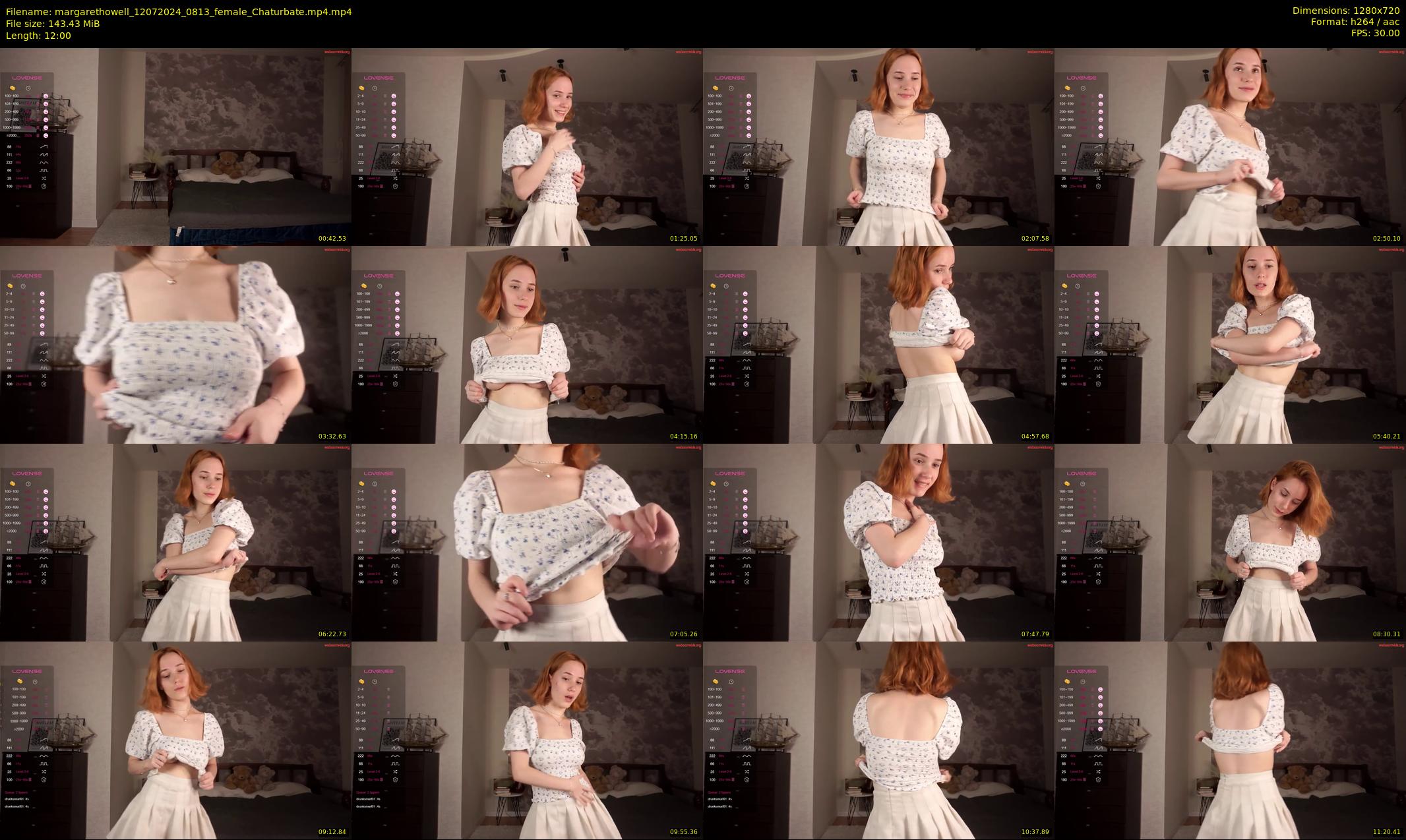margarethowell — 12 minute Chaturbate female cam show recording, 720p, Jul 12, 2024