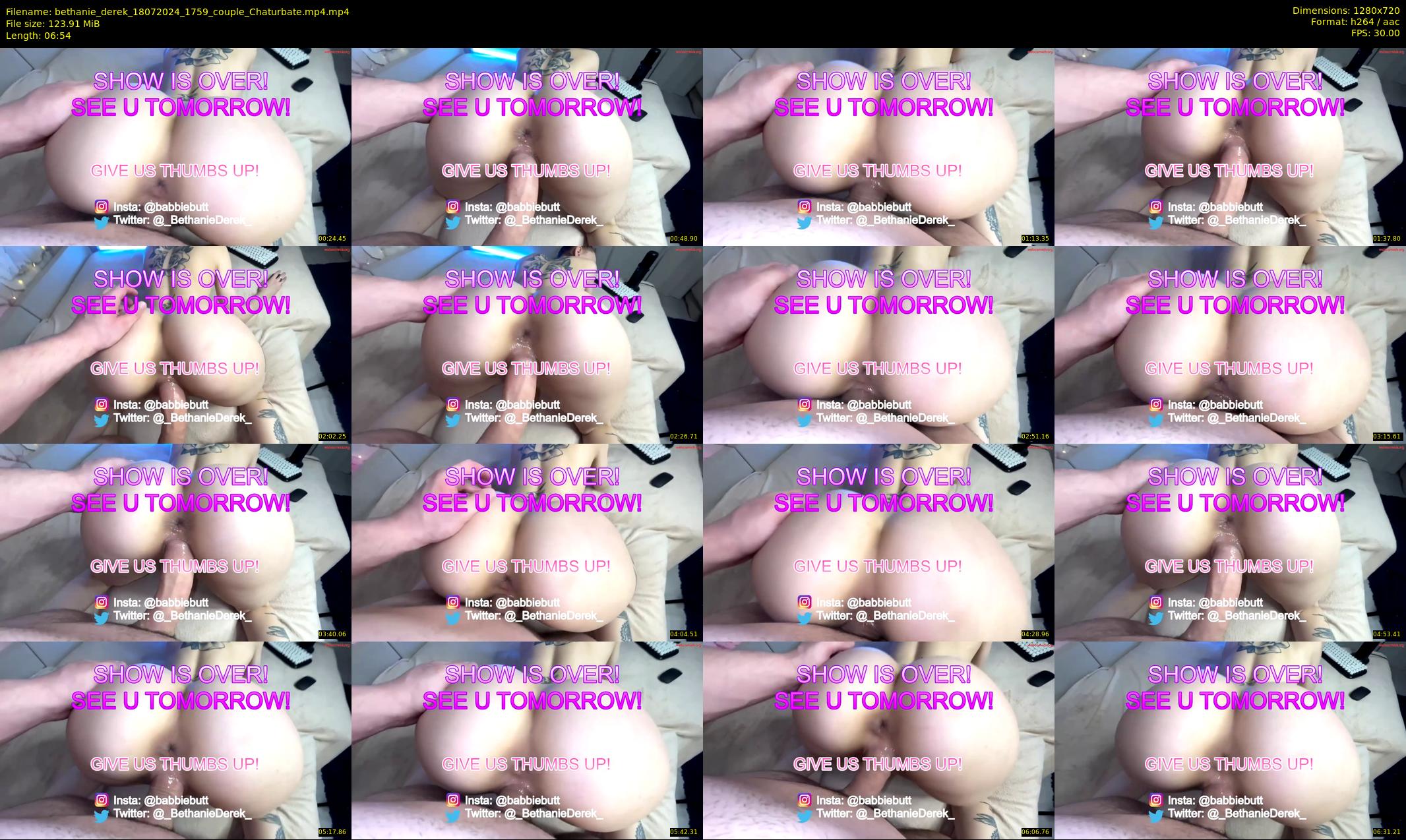 bethanie_derek — 7 minute Chaturbate couple cam show recording, 720p, Jul 18, 2024