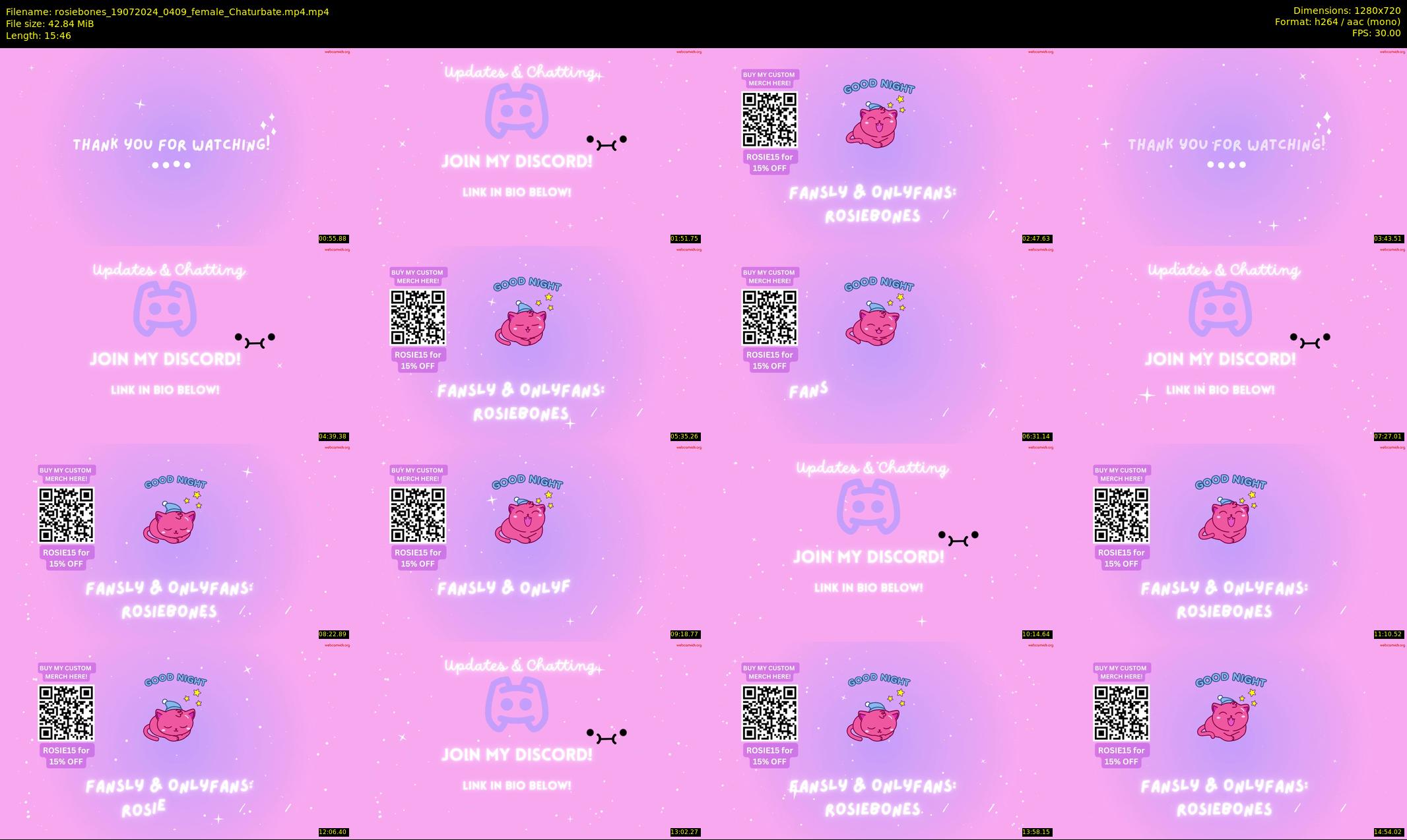 rosiebones — 16 minute Chaturbate female cam show recording, 720p, Jul 19, 2024