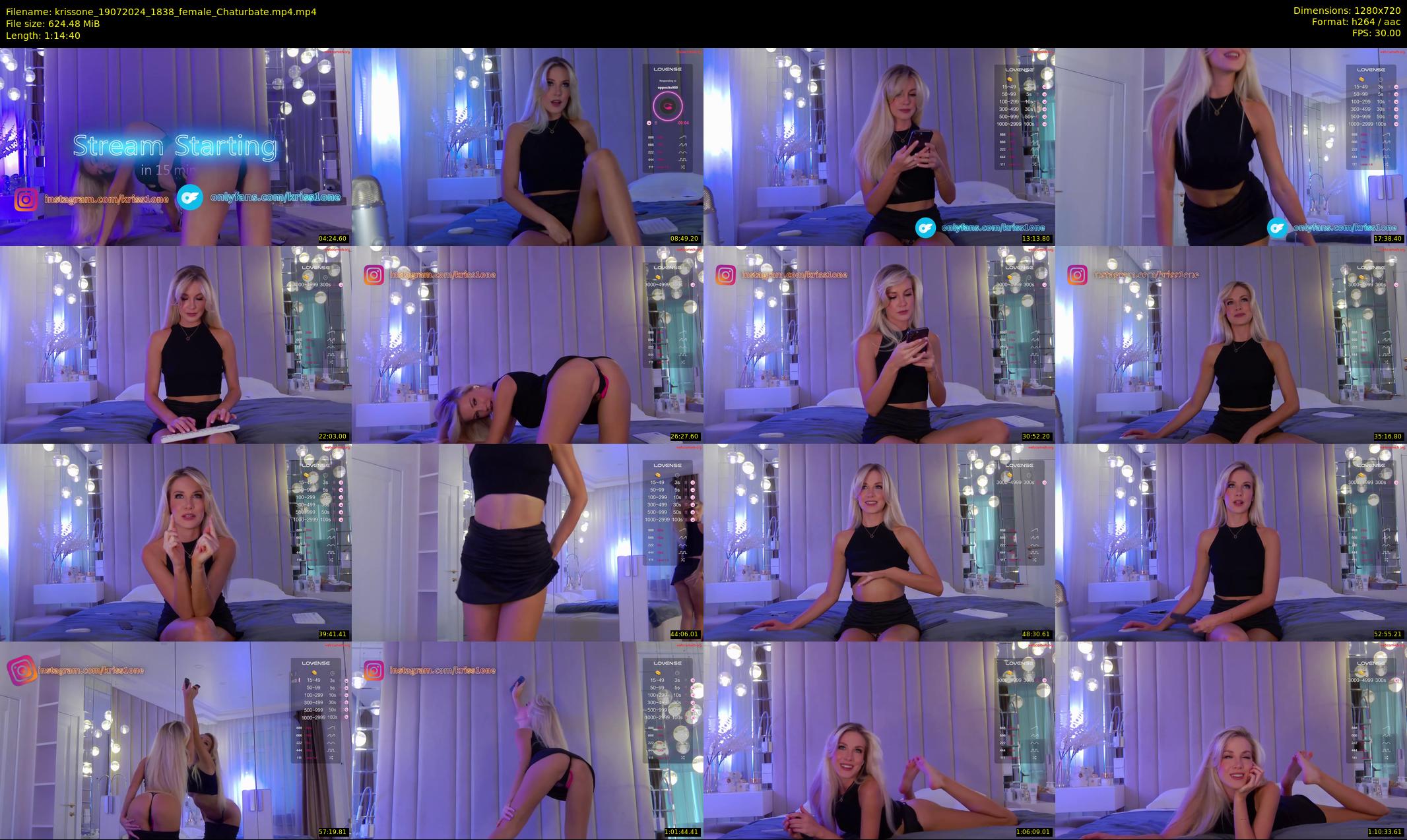 krissone — 75 minute Chaturbate female cam show recording, 720p, Jul 19, 2024