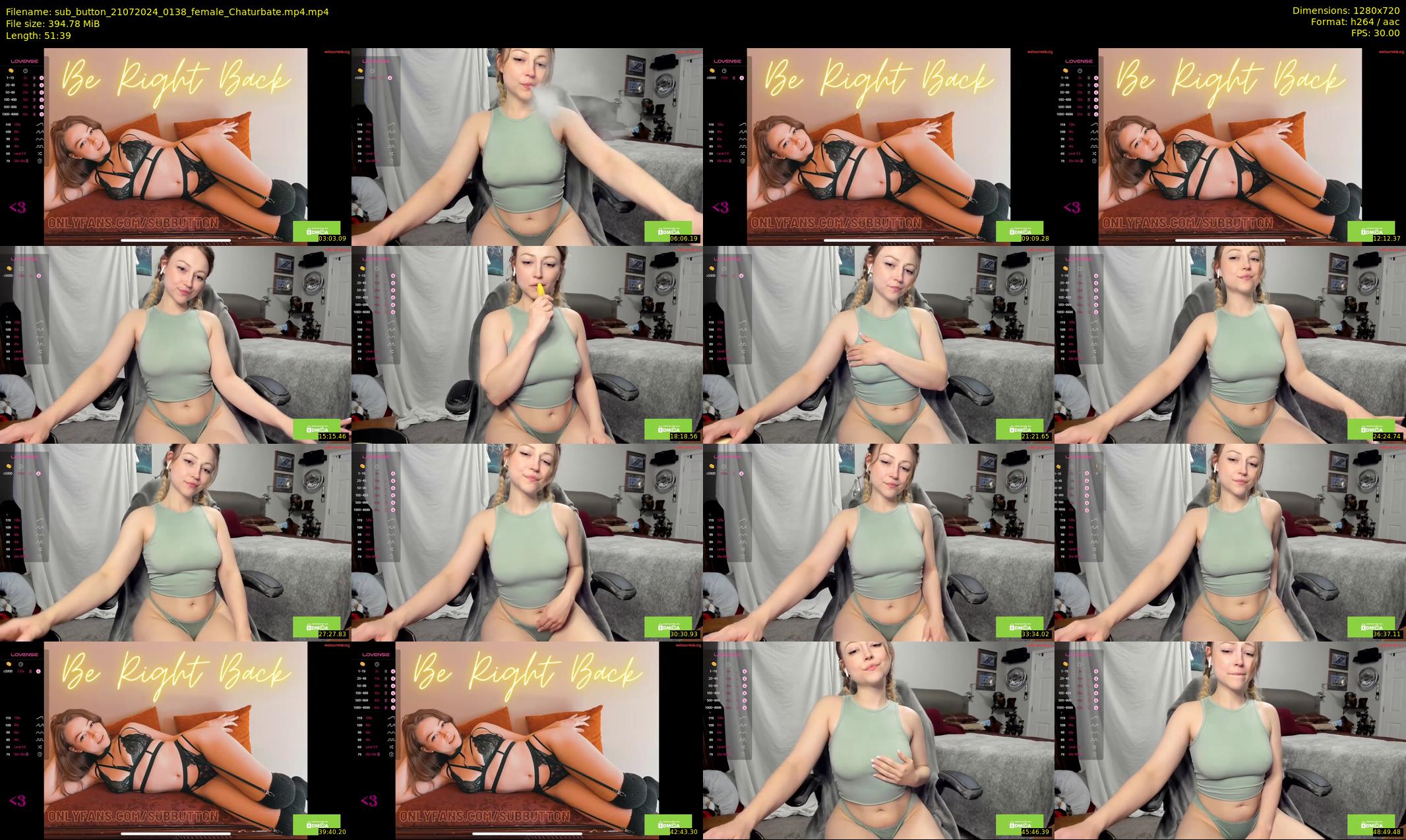 sub_button — 52 minute Chaturbate female cam show recording, 720p, Jul 21, 2024