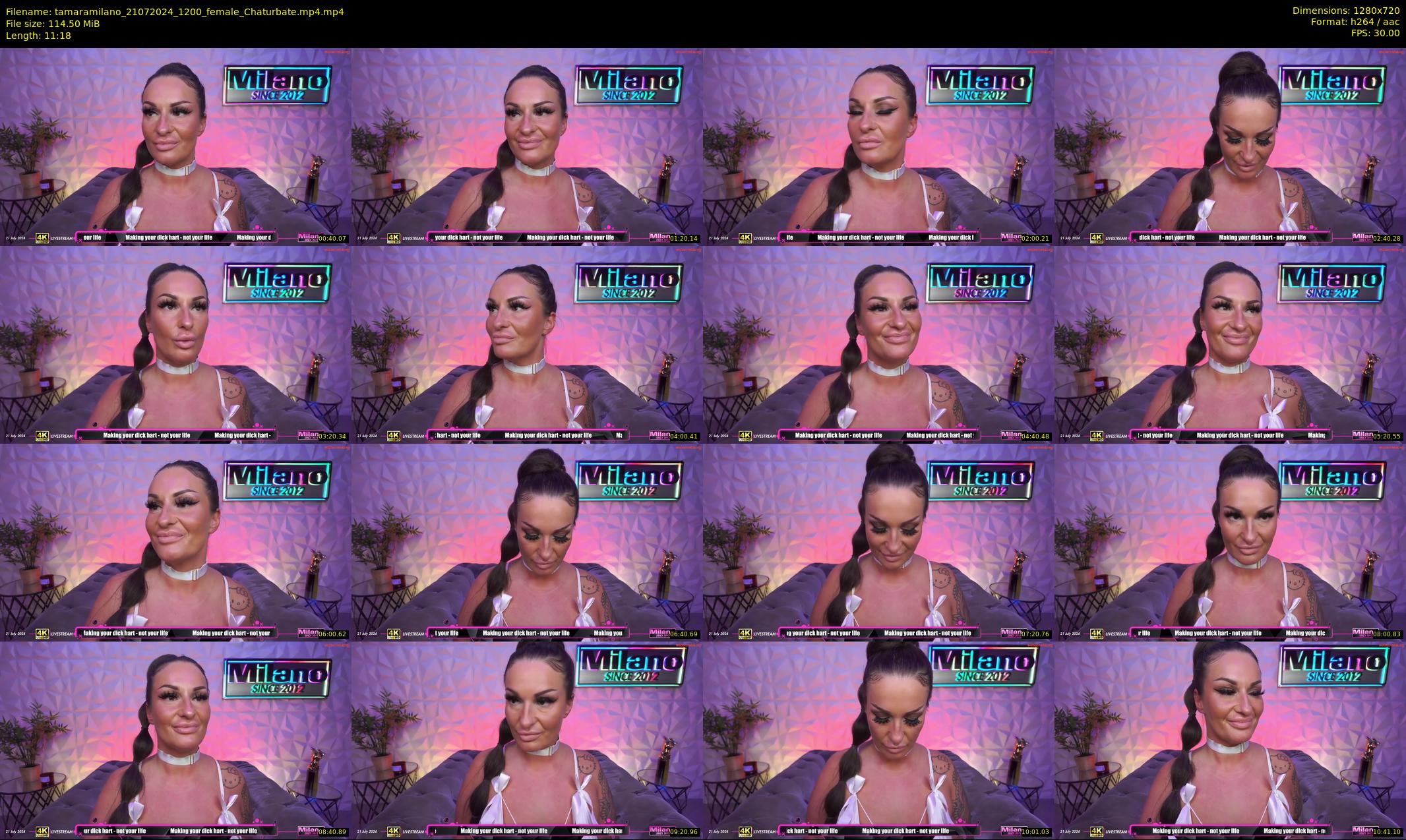 tamaramilano — 12 minute Chaturbate female cam show recording, 720p, Jul 21, 2024