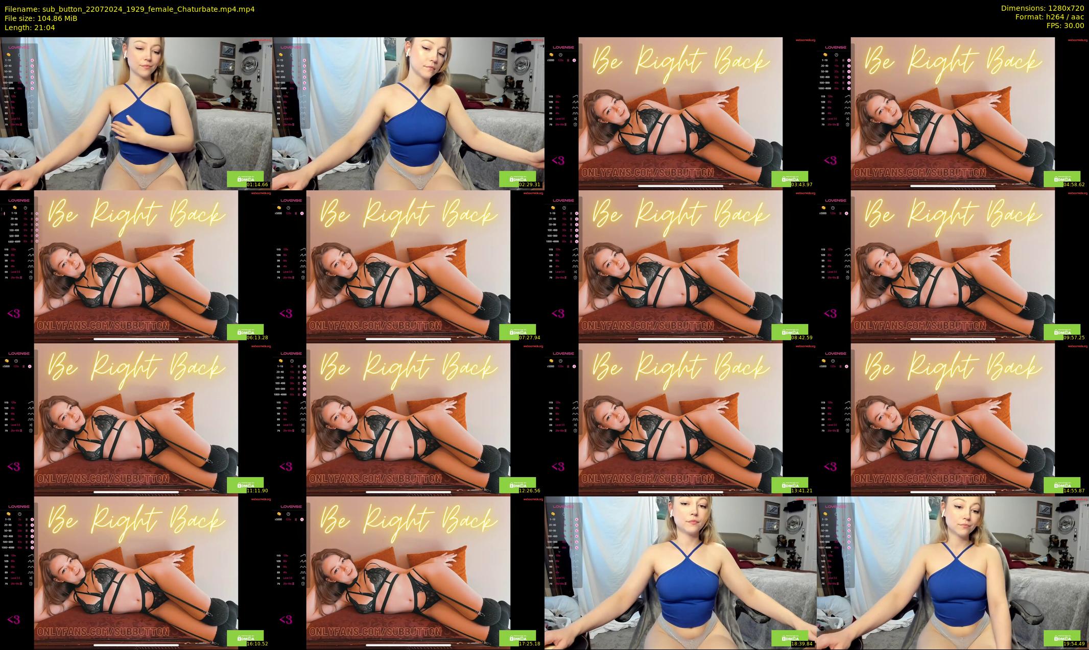 sub_button — 22 minute Chaturbate female cam show recording, 720p, Jul 22, 2024