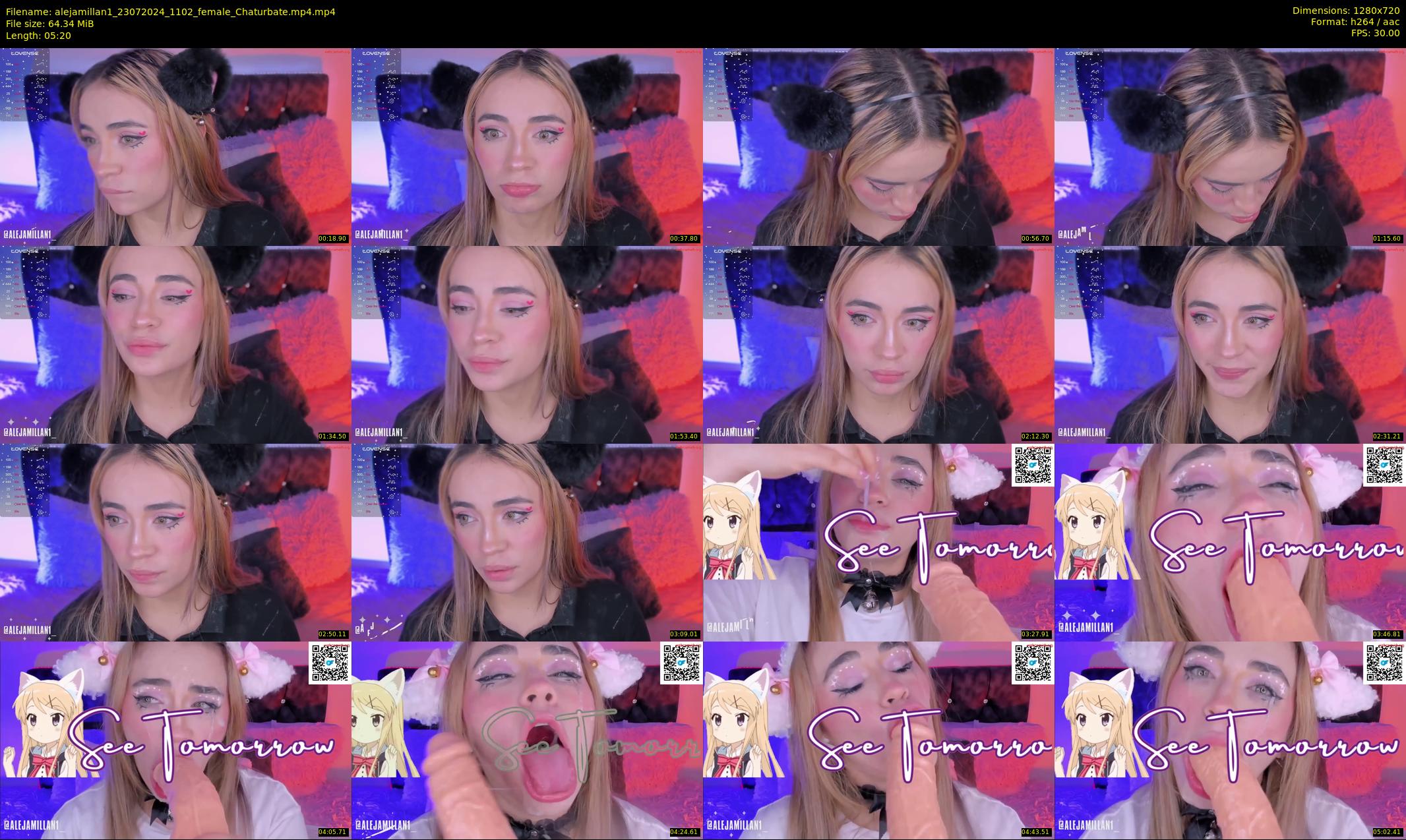 alejamillan1 — 6 minute Chaturbate female cam show recording, 720p, Jul 23, 2024