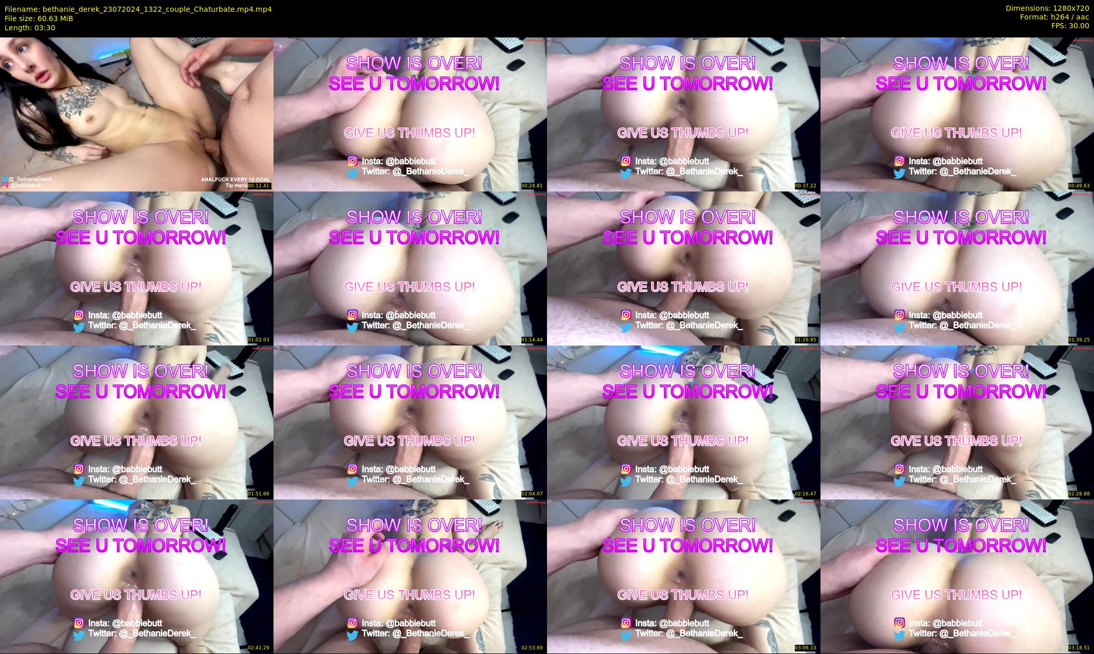 bethanie_derek — 4 minute Chaturbate couple cam show recording, 720p, Jul 23, 2024