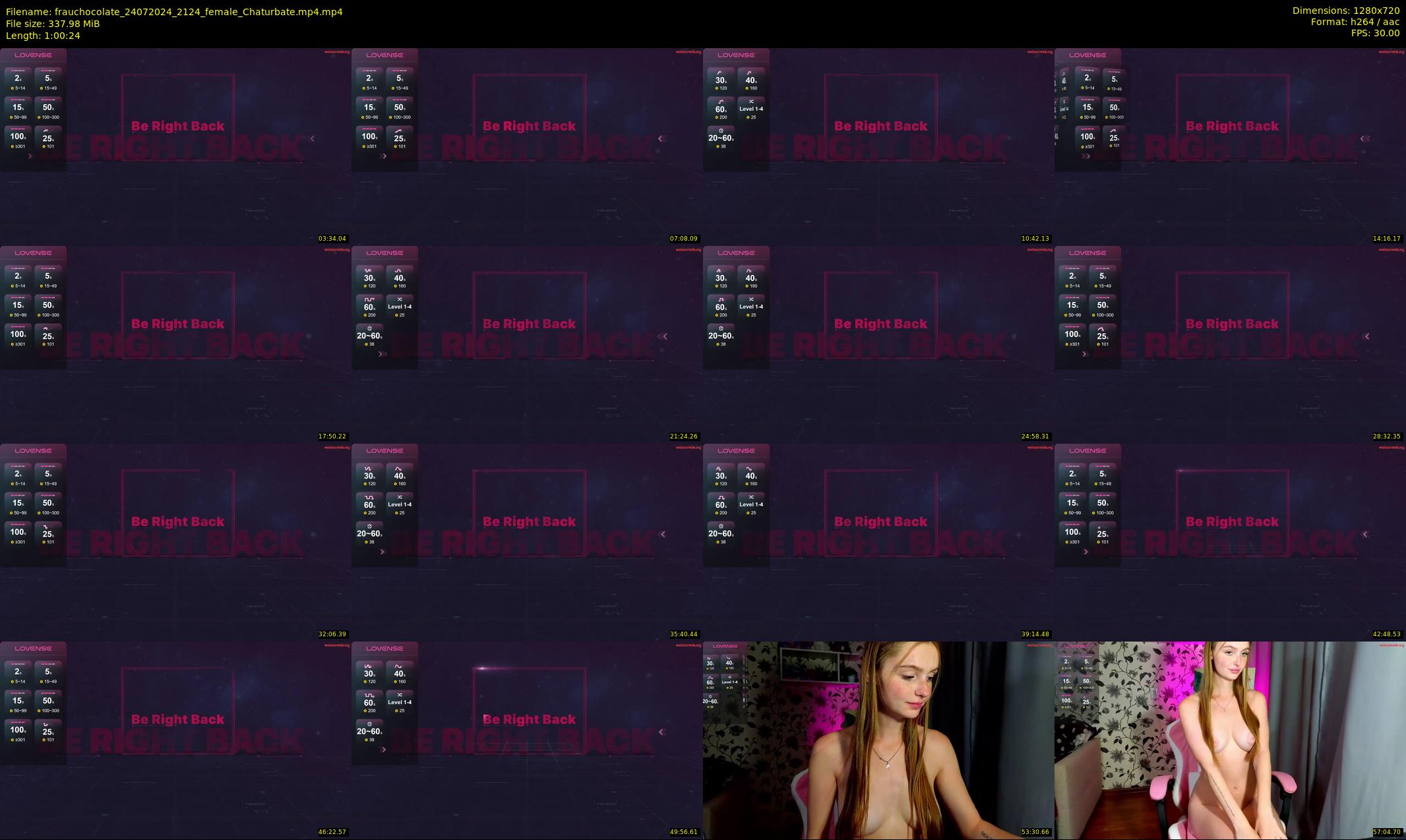 frauchocolate — 61 minute Chaturbate female cam show recording, 720p, Jul 24, 2024