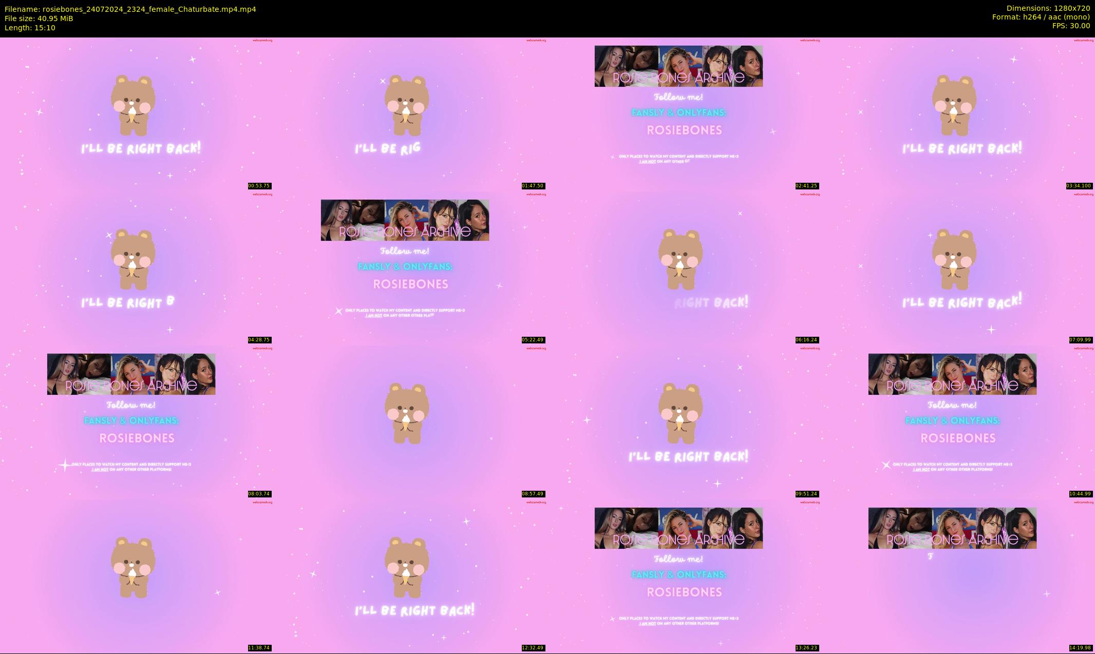 rosiebones — 16 minute Chaturbate female cam show recording, 720p, Jul 24, 2024