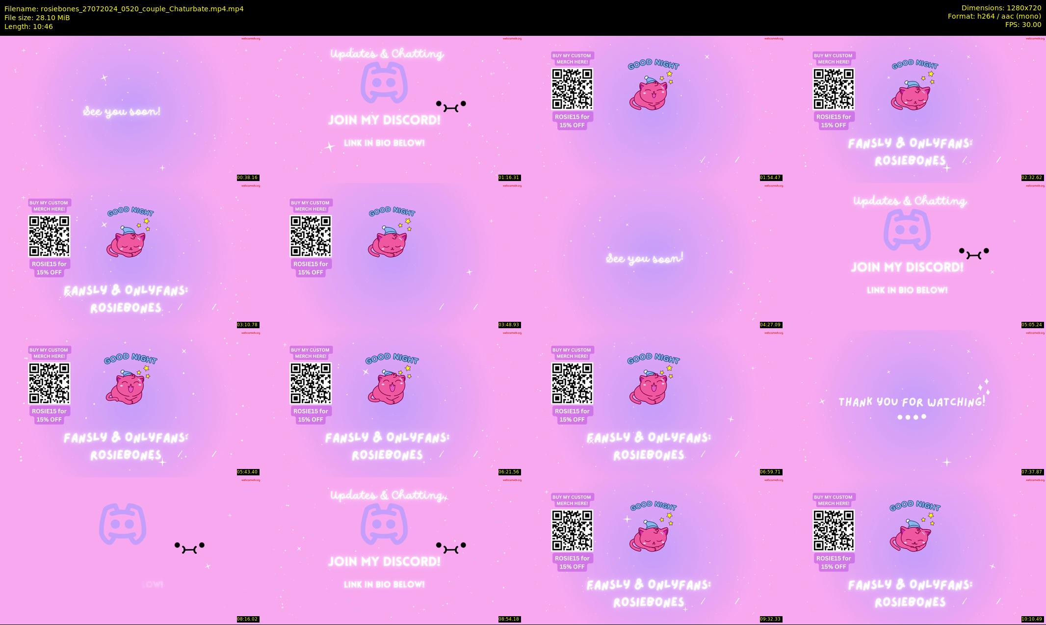 rosiebones — 11 minute Chaturbate female cam show recording, 720p, Jul 27, 2024