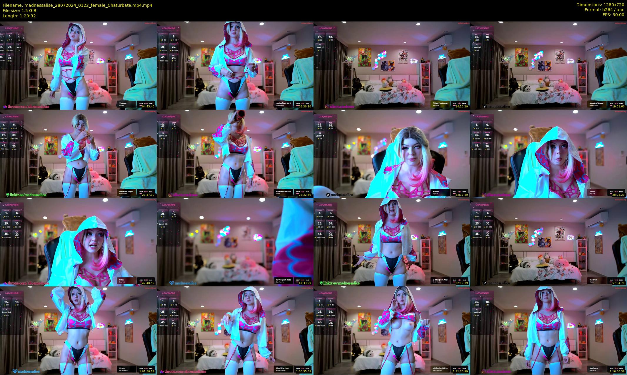 madnessalise — 81 minute Chaturbate female cam show recording, 720p, Jul 28, 2024