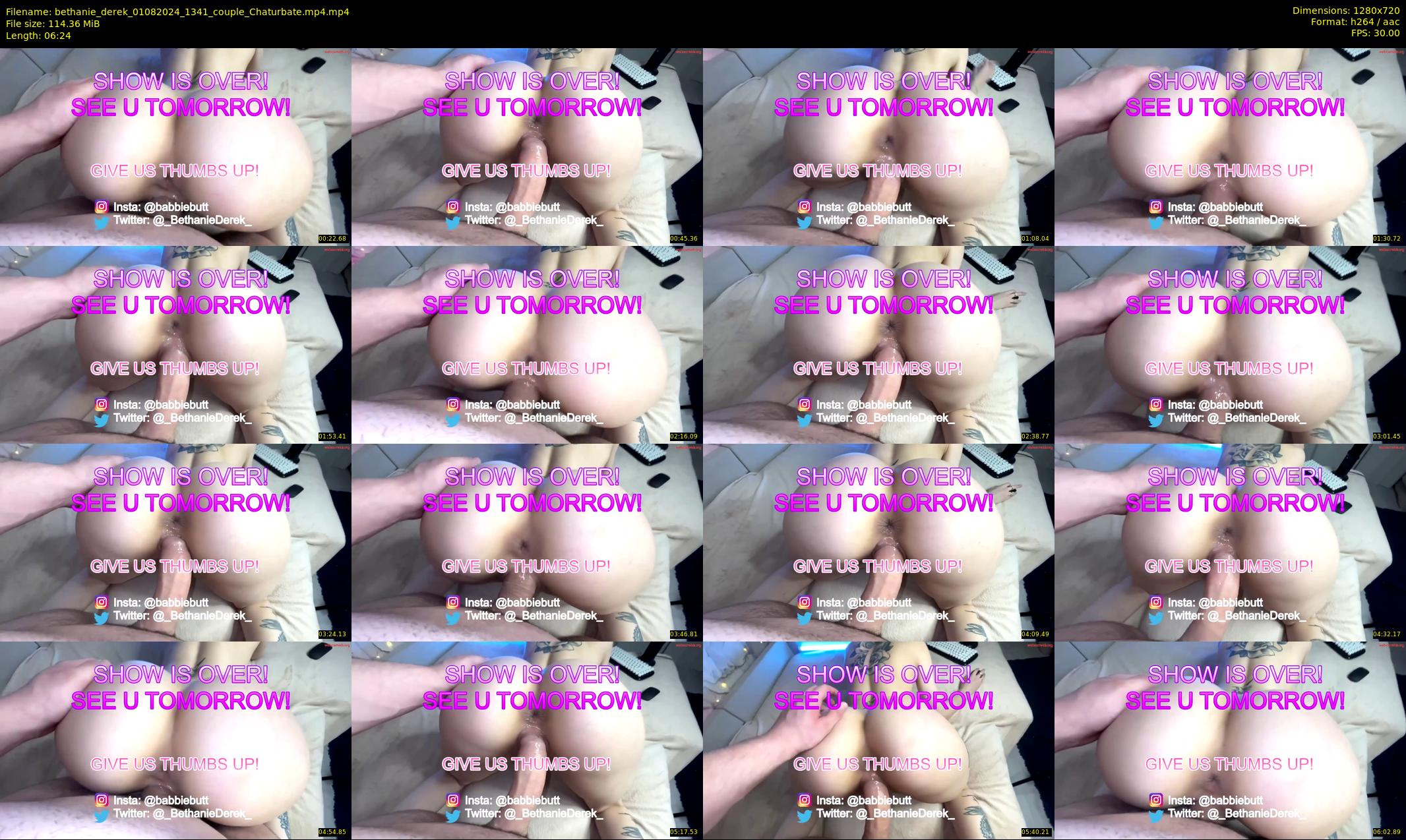 bethanie_derek — 7 minute Chaturbate couple cam show recording, 720p, Aug 1, 2024