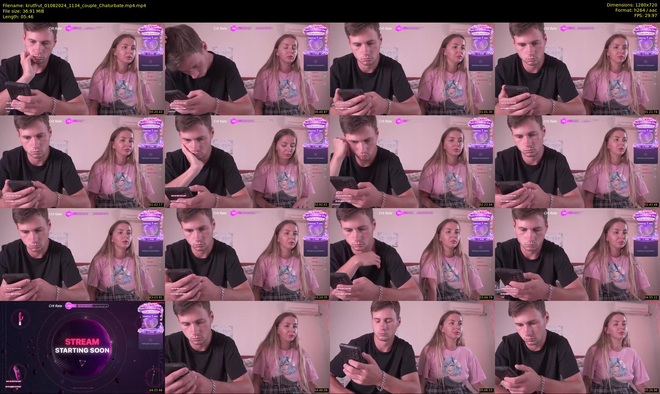 krutfrut — 6 minute Chaturbate couple cam show recording, 720p, Aug 1, 2024