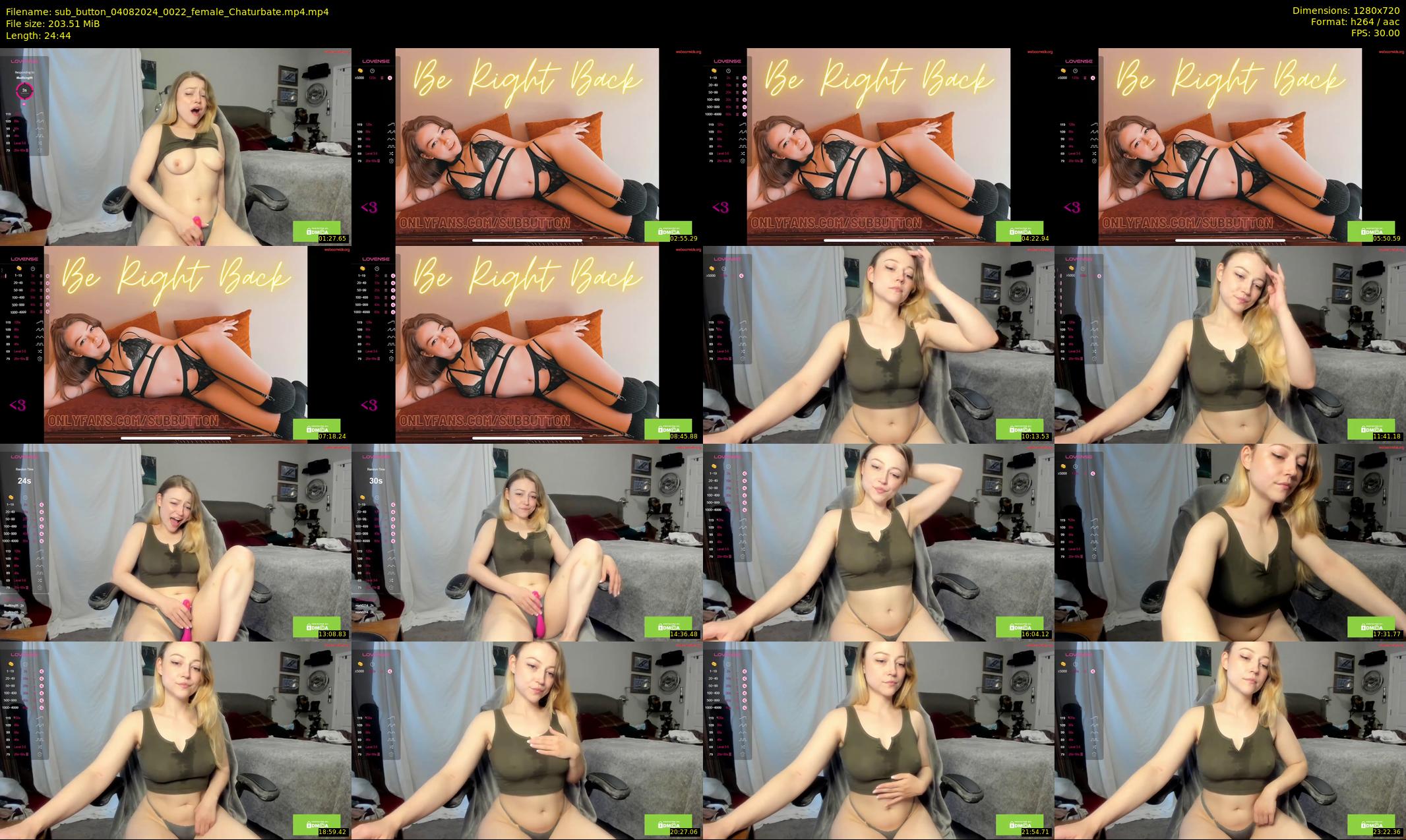 sub_button — 25 minute Chaturbate female cam show recording, 720p, Aug 4, 2024