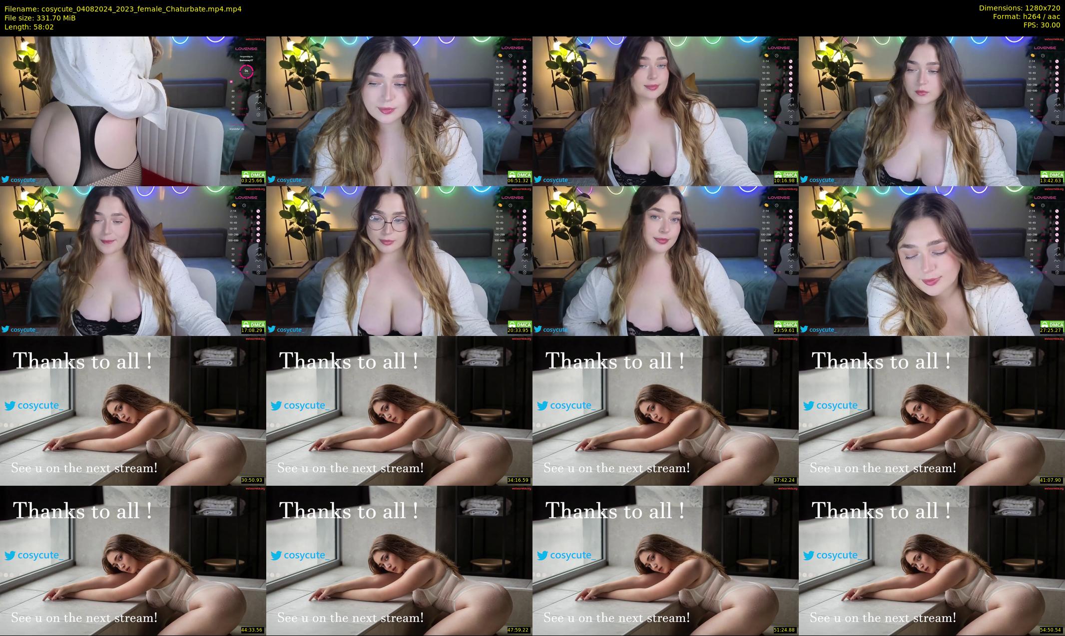 cosycute — 59 minute Chaturbate female cam show recording, 720p, Aug 4, 2024
