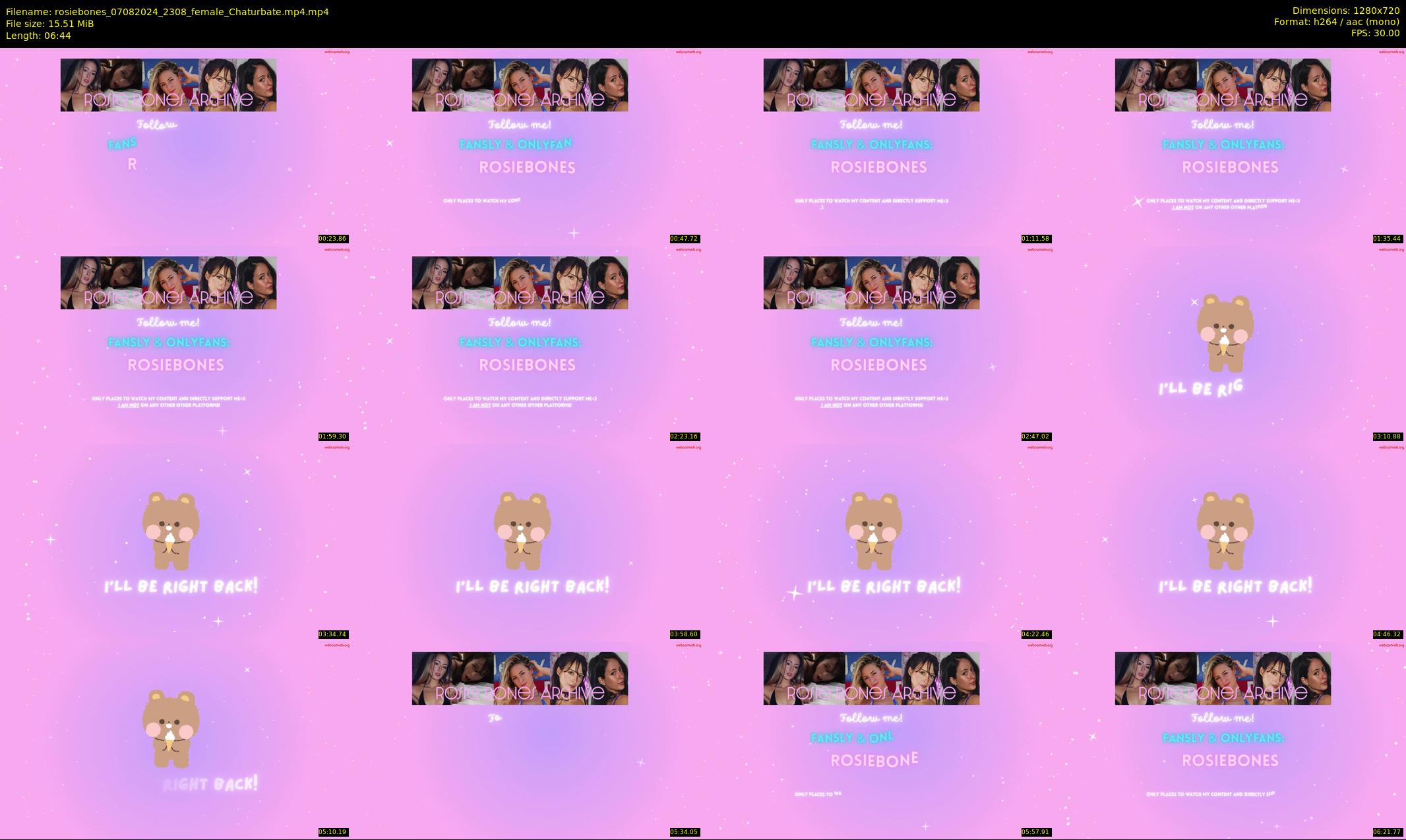 rosiebones — 7 minute Chaturbate female cam show recording, 720p, Aug 7, 2024