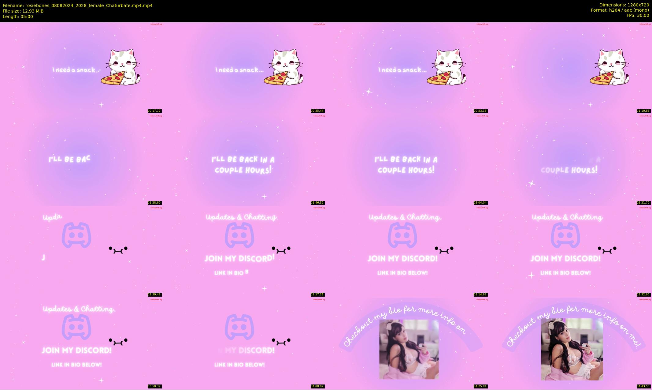 rosiebones — 5 minute Chaturbate female cam show recording, 720p, Aug 8, 2024