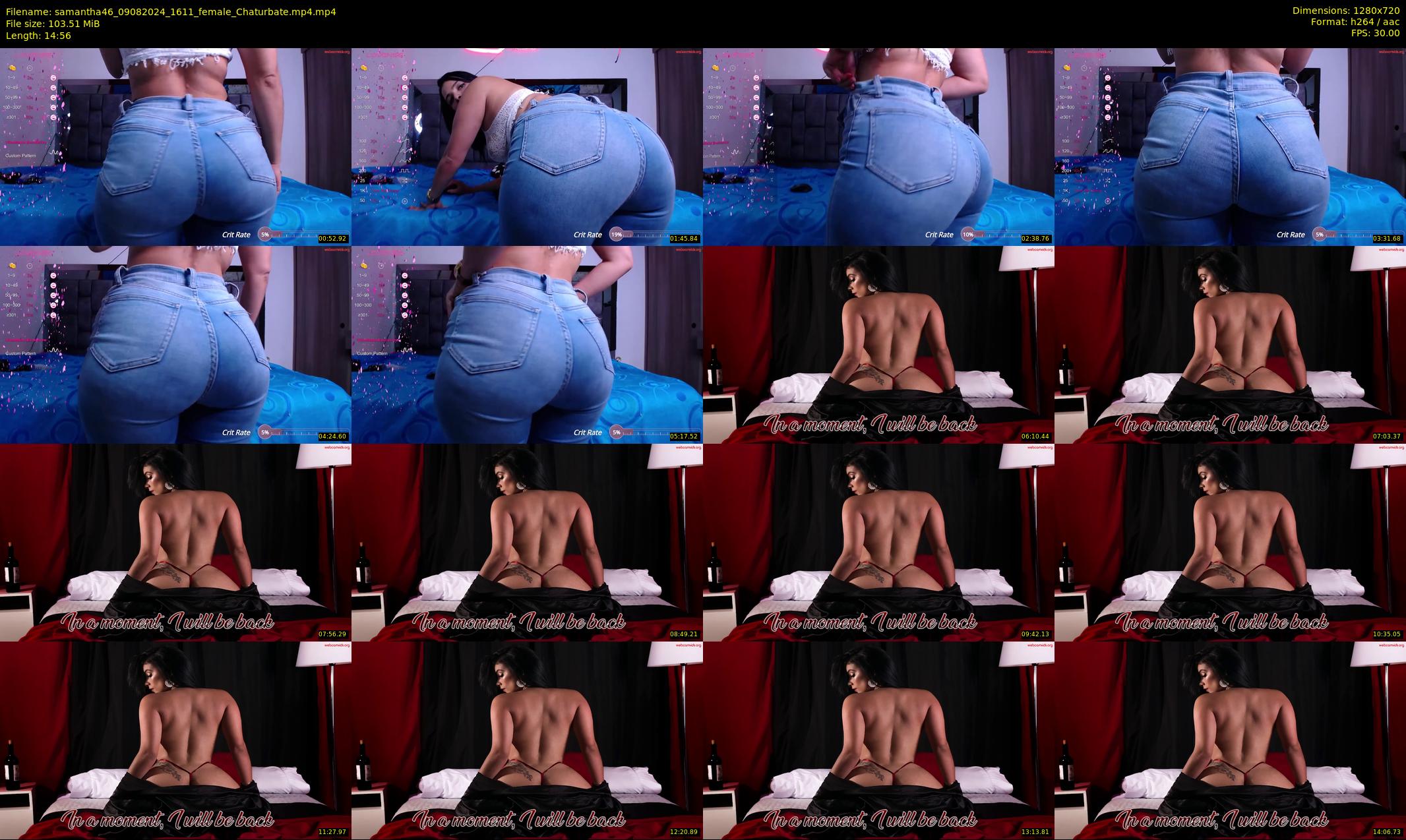samantha46 — 15 minute Chaturbate female cam show recording, 720p, Aug 9, 2024