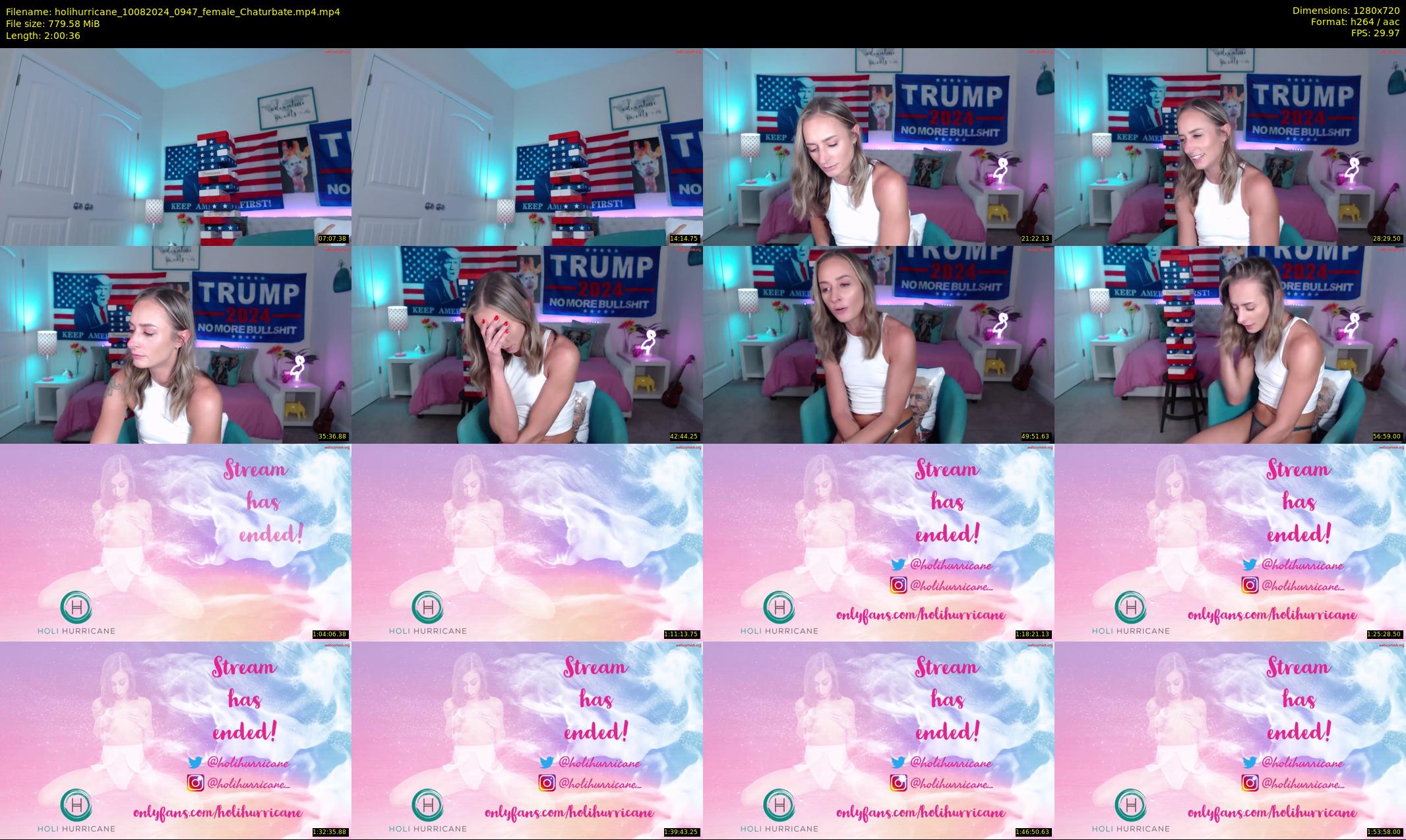 holihurricane — 121 minute Chaturbate female cam show recording, 720p, Aug 10, 2024