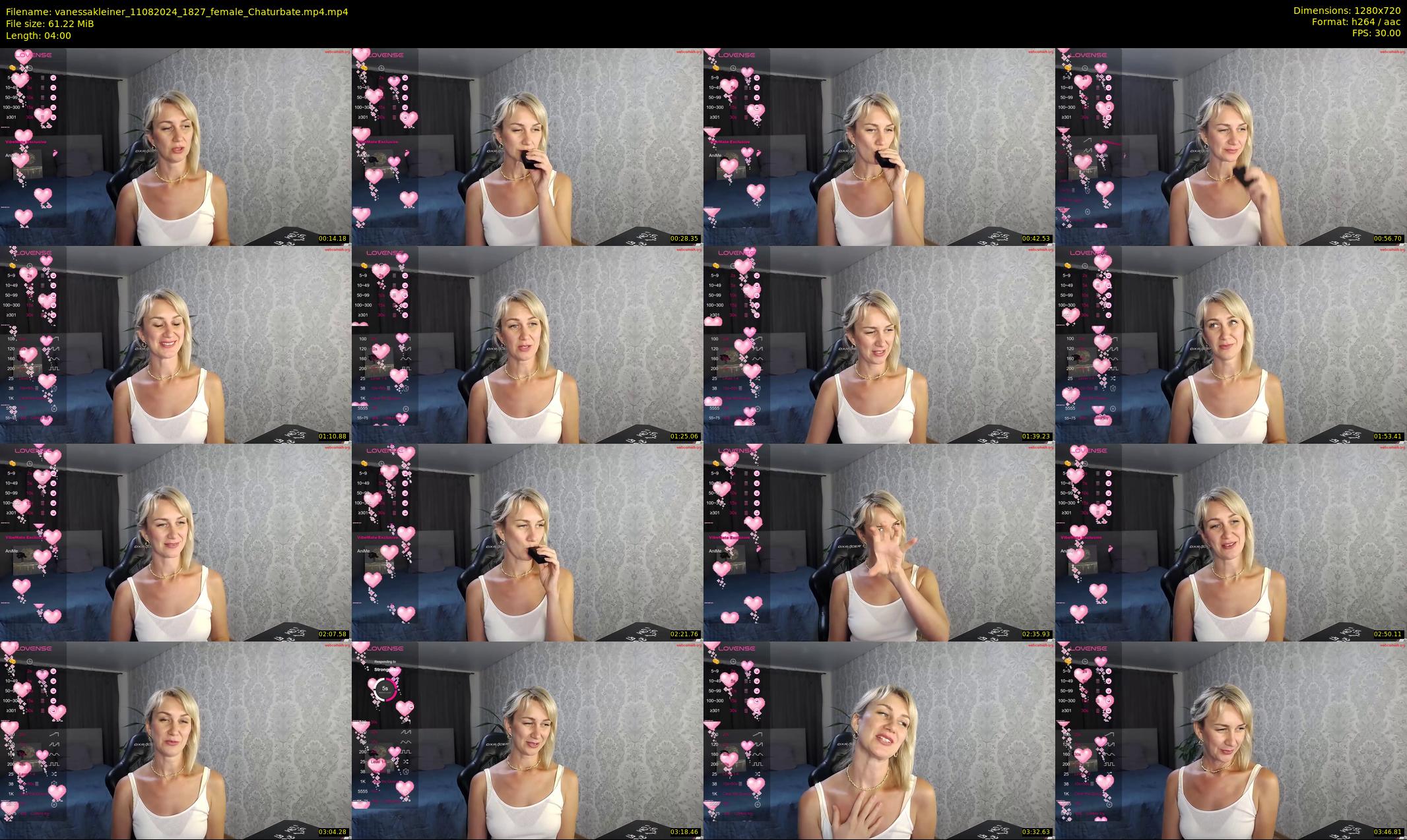 vanessakleiner — 4 minute Chaturbate female cam show recording, 720p, Aug 11, 2024