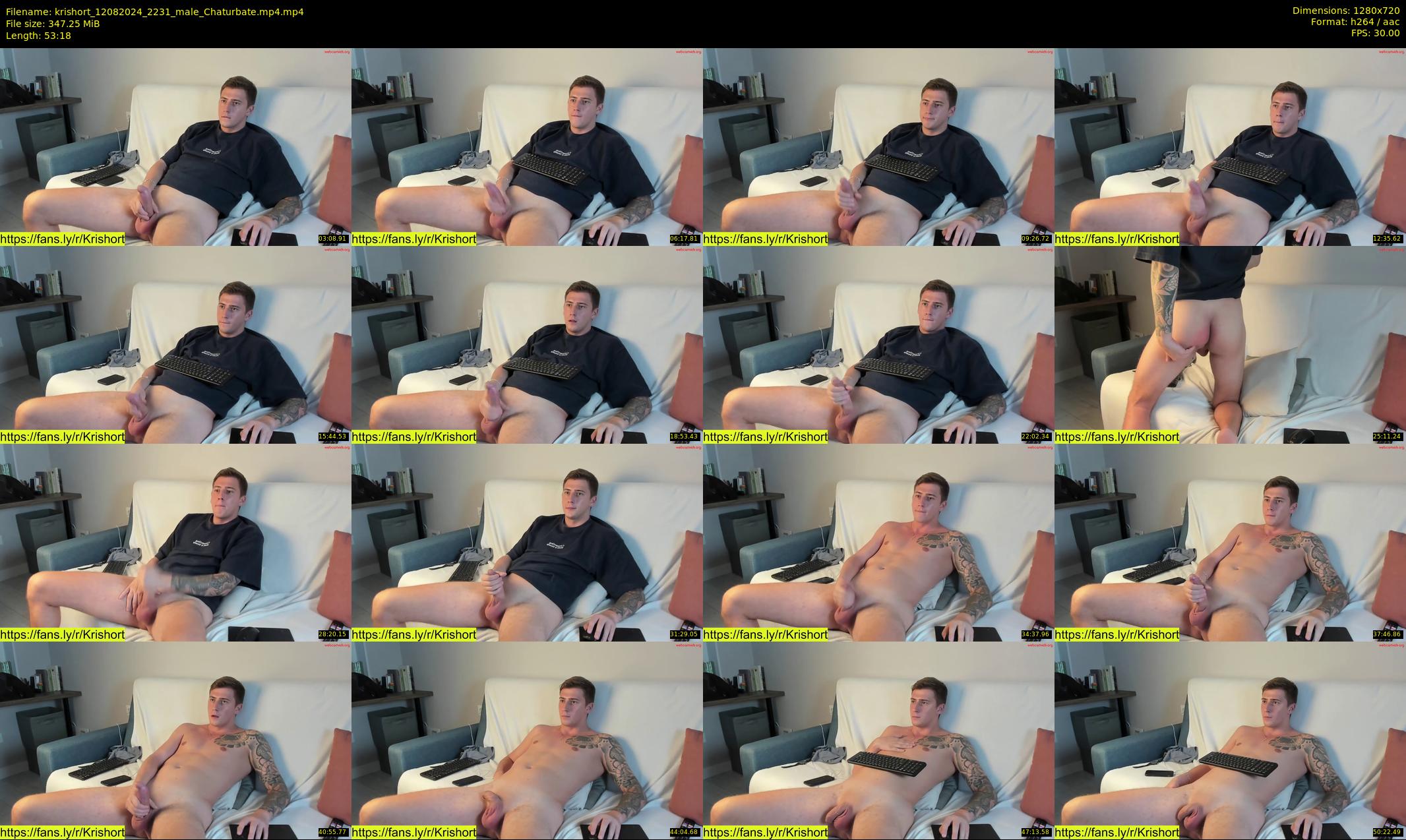 krishort — 54 minute Chaturbate male cam show recording, 720p, Aug 12, 2024