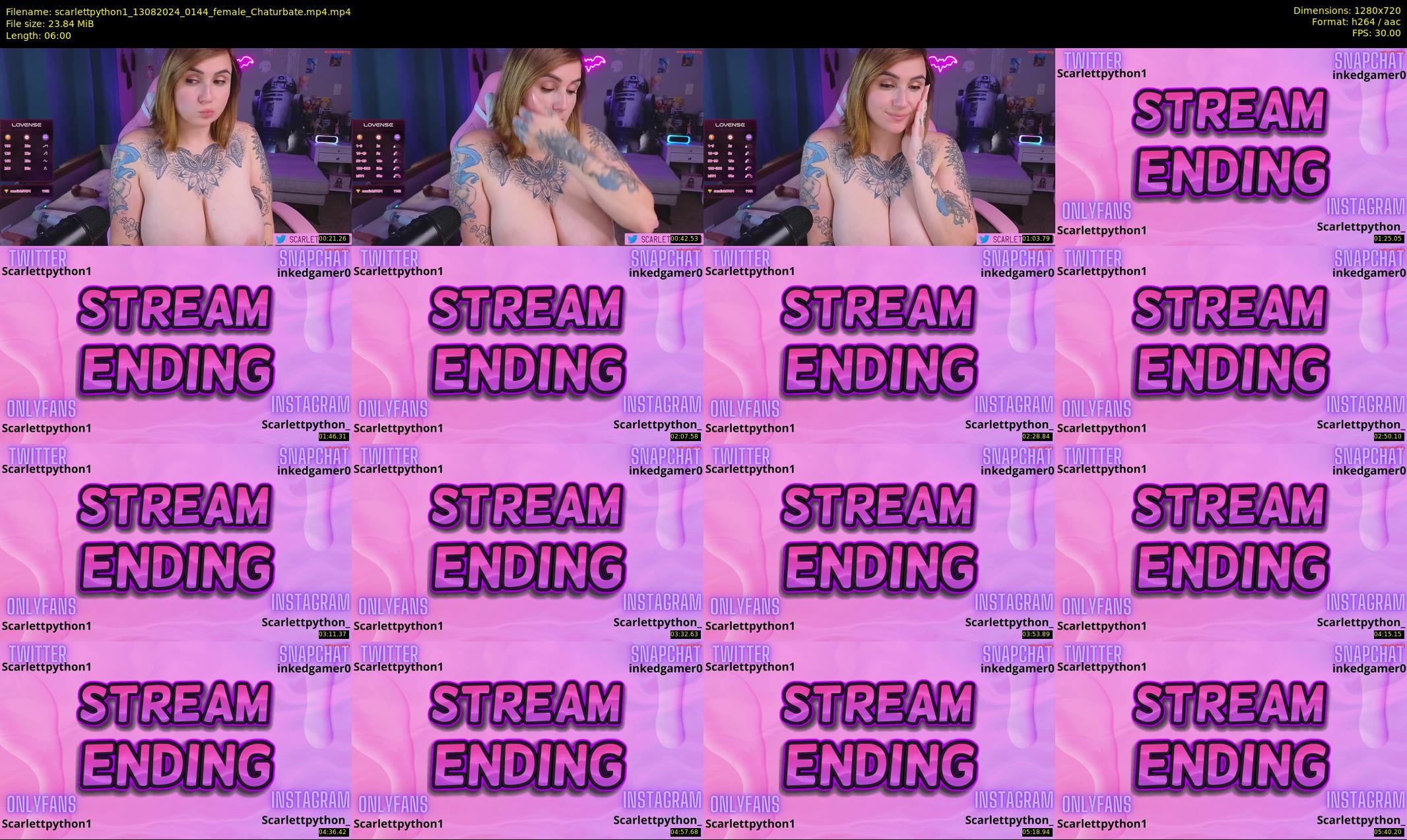 scarlettpython1 — 6 minute Chaturbate female cam show recording, 720p, Aug 13, 2024