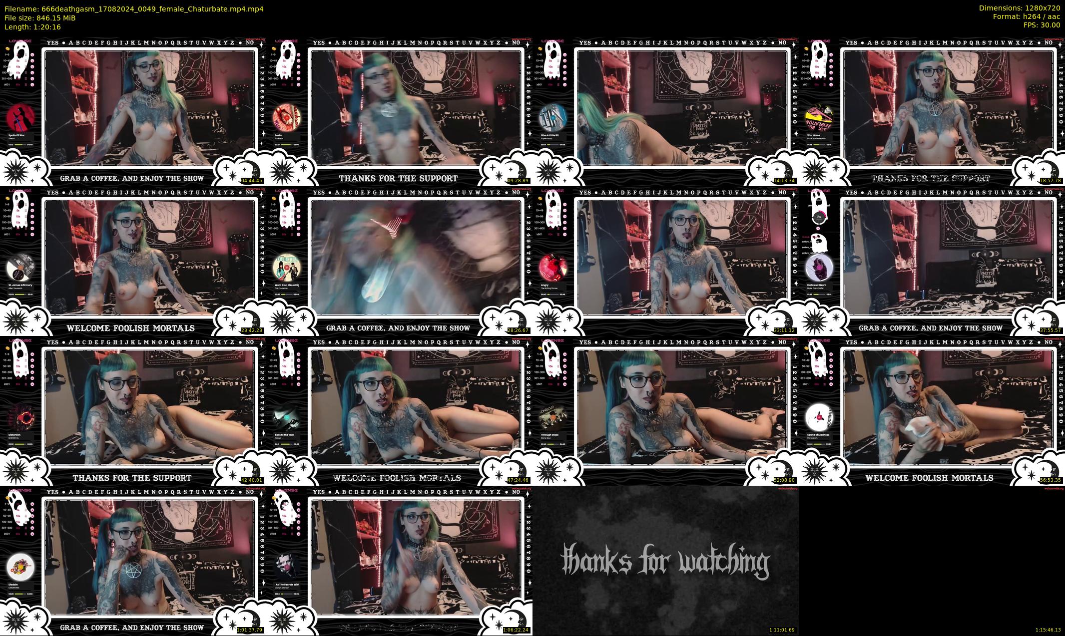 666deathgasm — 81 minute Chaturbate female cam show recording, 720p, Aug 17, 2024