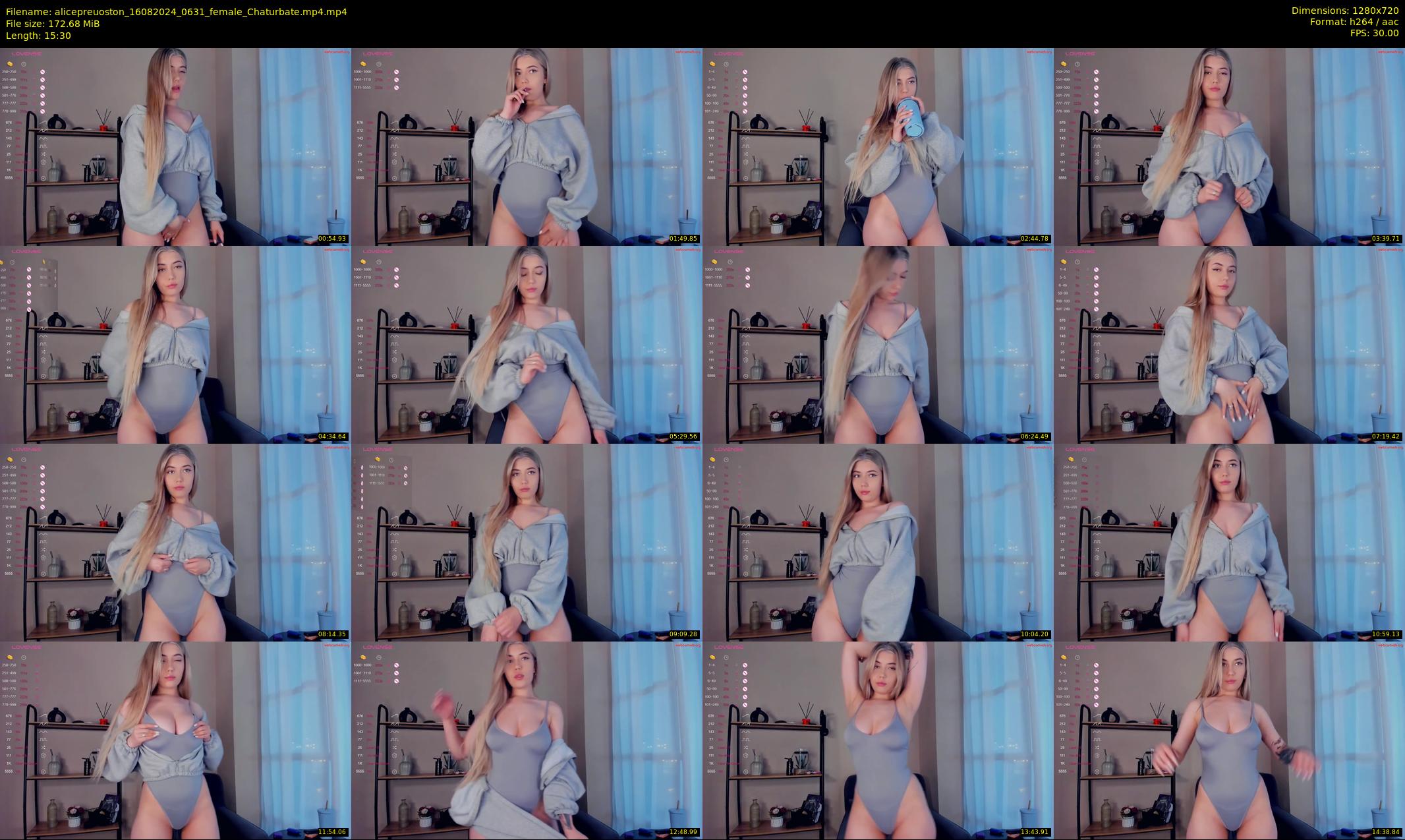 alicepreuoston — 16 minute Chaturbate female cam show recording, 720p, Aug 16, 2024