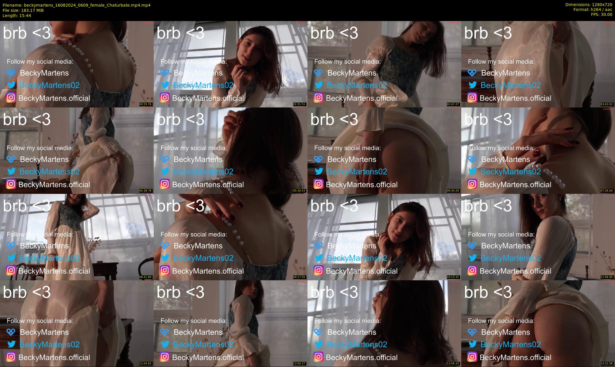 beckymartens — 16 minute Chaturbate female cam show recording, 720p, Aug 16, 2024