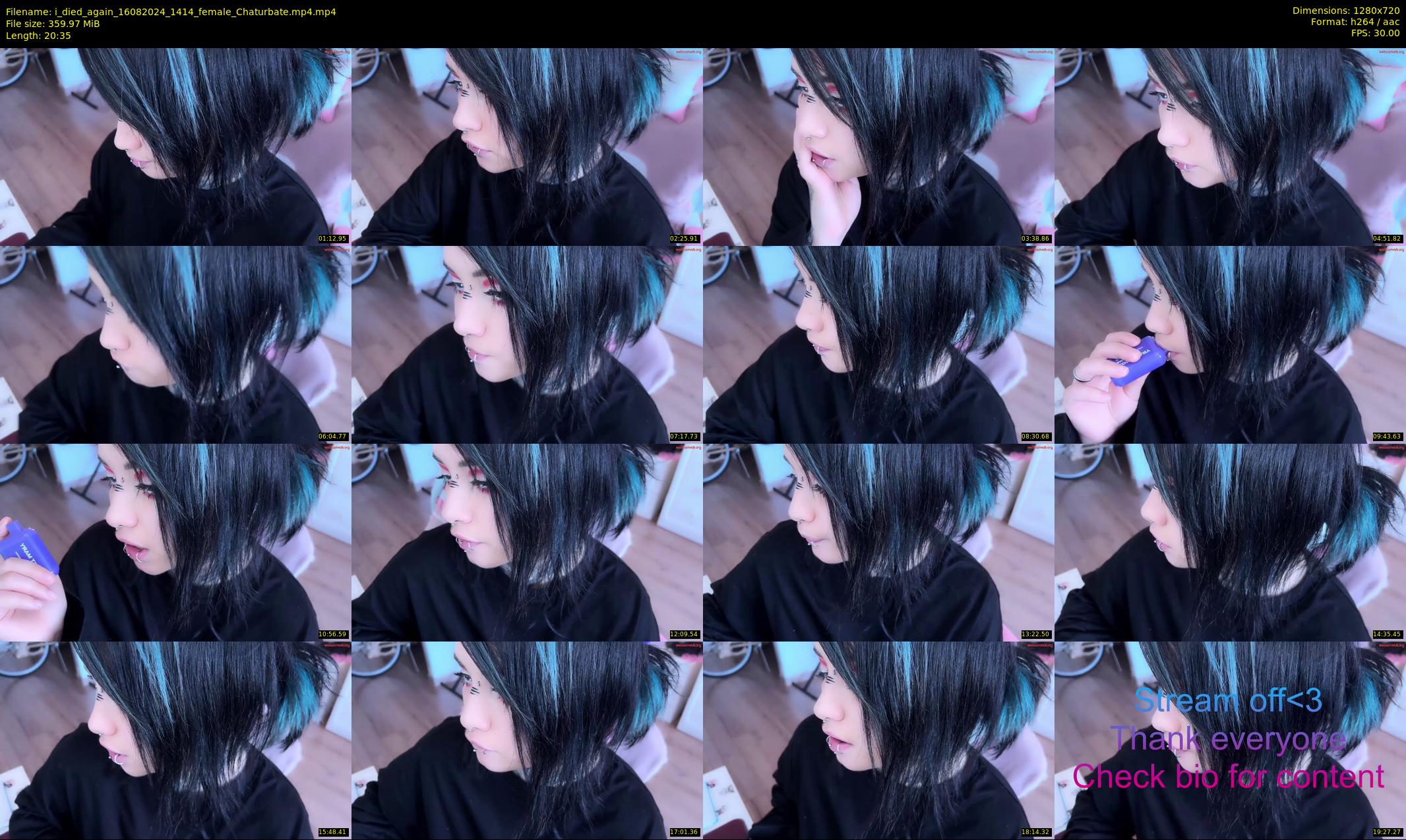 i_died_again — 21 minute Chaturbate female cam show recording, 720p, Aug 16, 2024