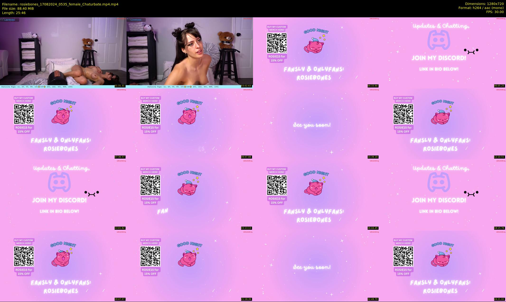 rosiebones — 26 minute Chaturbate female cam show recording, 720p, Aug 17, 2024