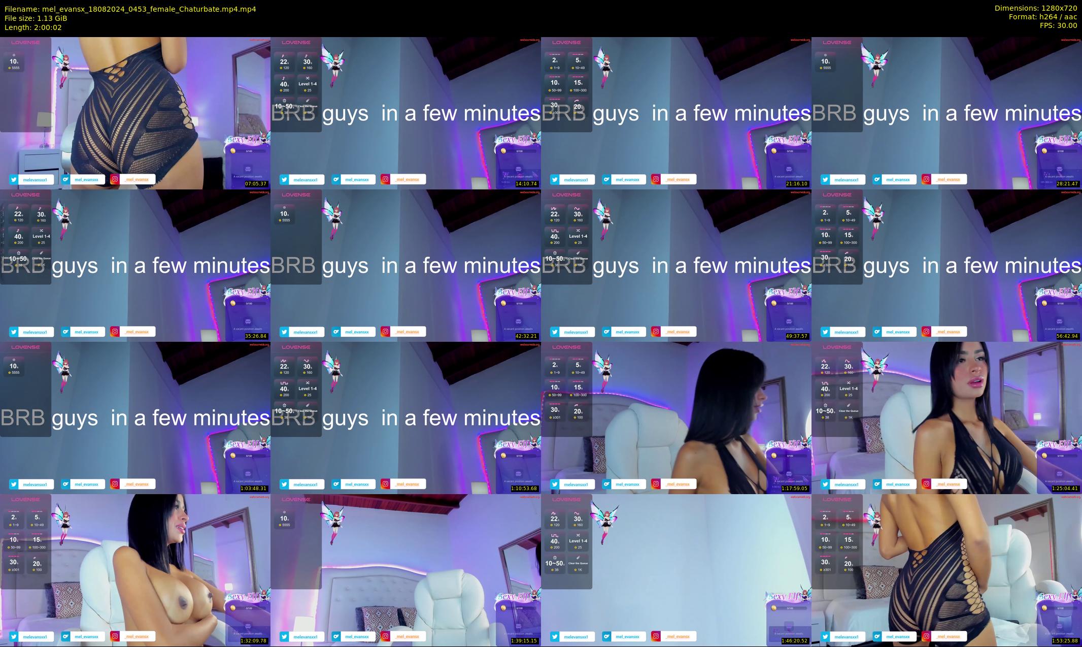 mel_evansx — 121 minute Chaturbate female cam show recording, 720p, Aug 18, 2024