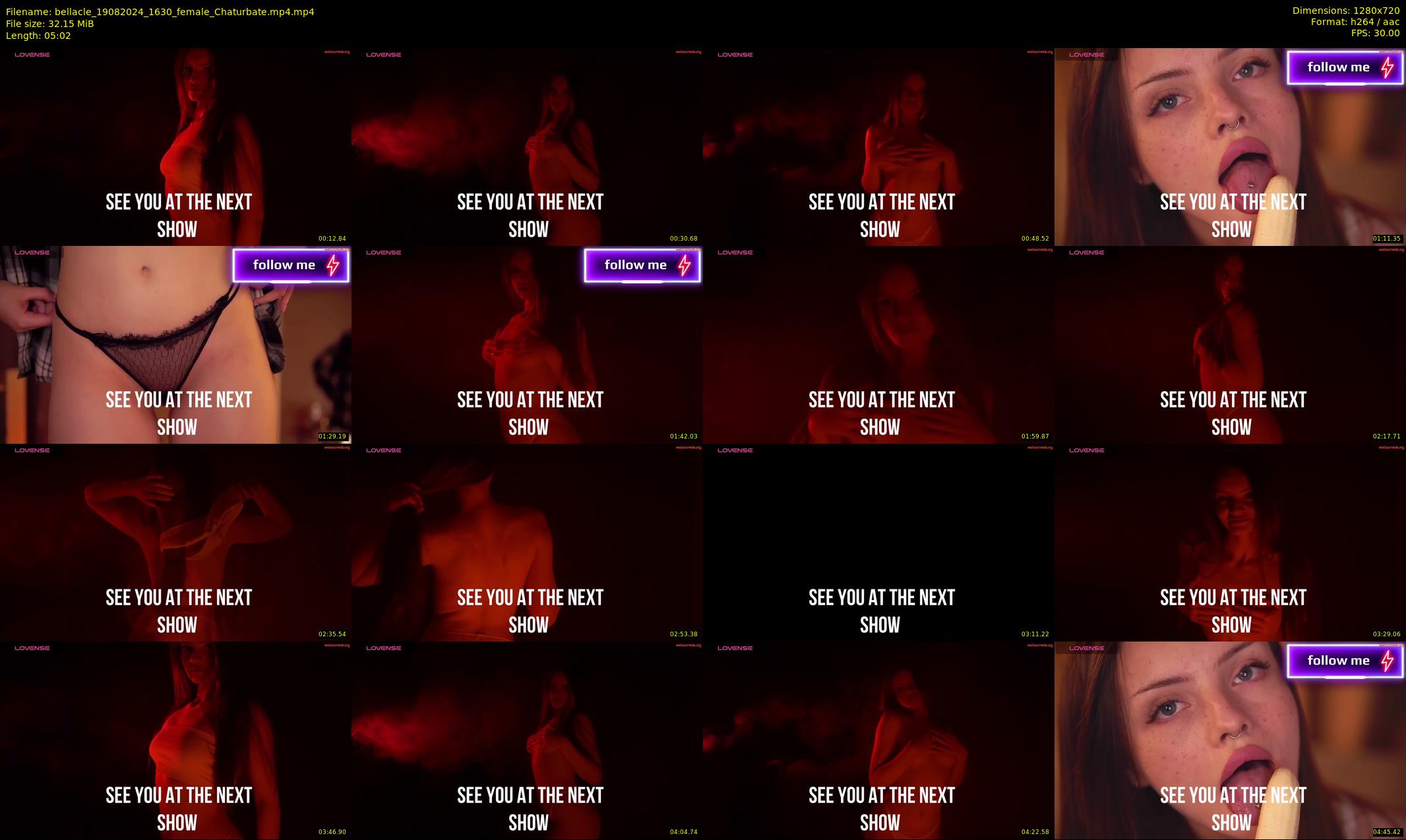bellacle — 6 minute Chaturbate female cam show recording, 720p, Aug 19, 2024
