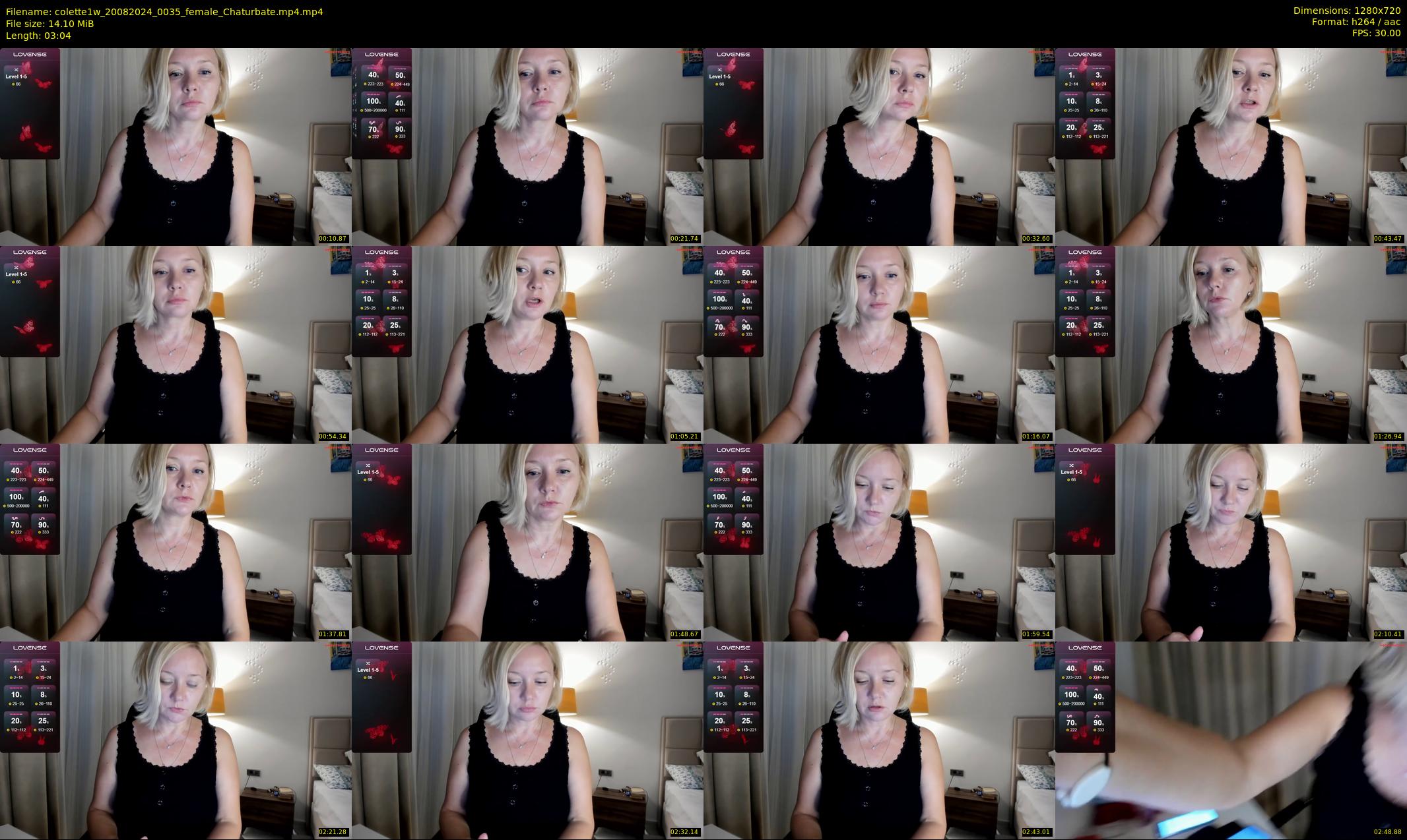 colette1w — 4 minute Chaturbate female cam show recording, 720p, Aug 20, 2024