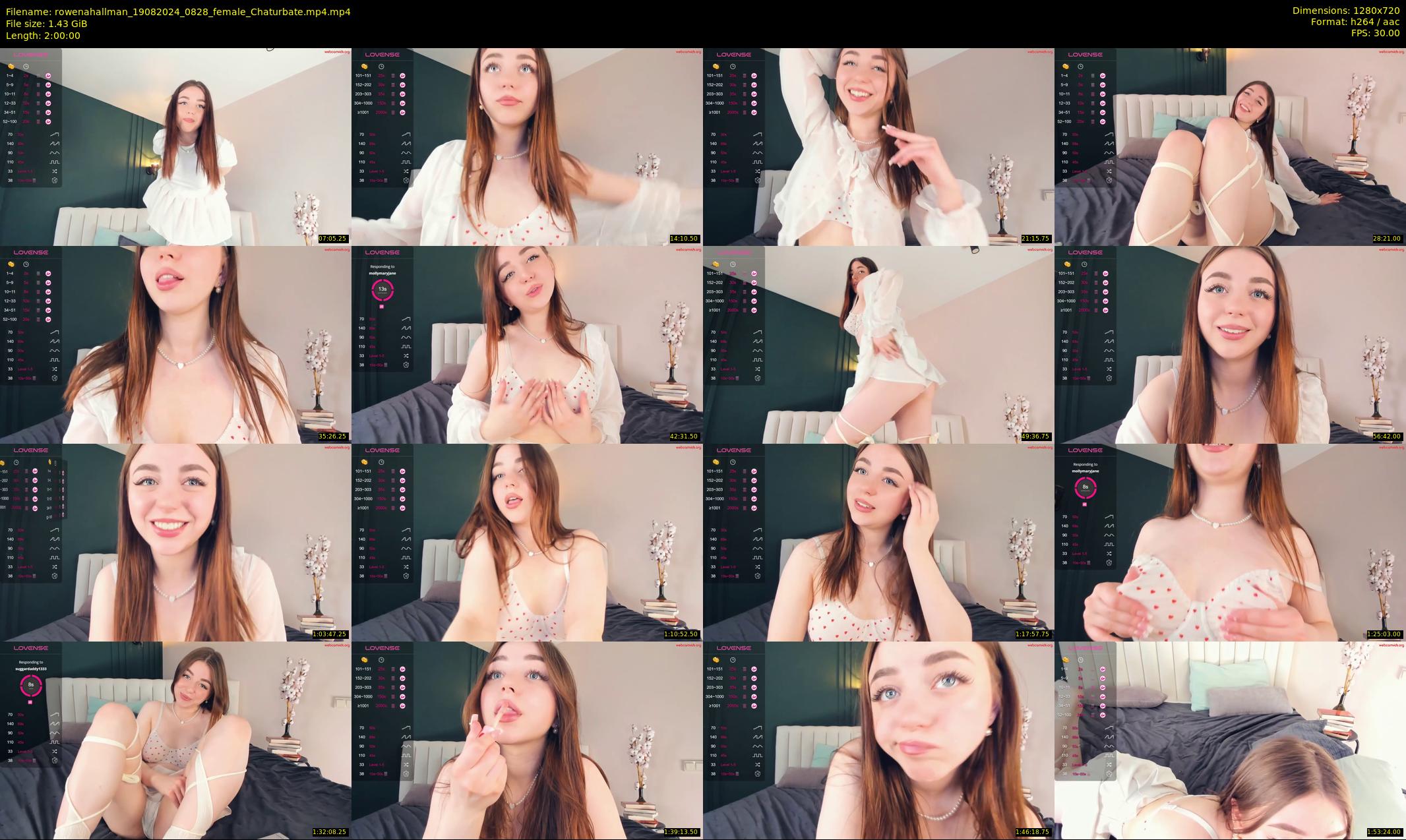 rowenahallman — 120 minute Chaturbate female cam show recording, 720p, Aug 19, 2024