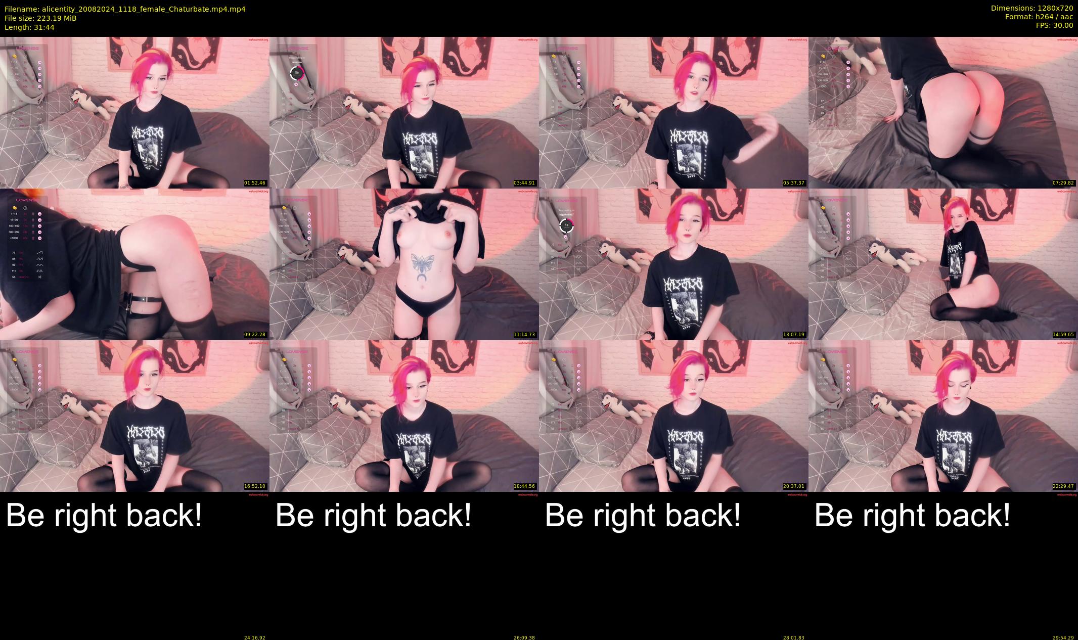 alicentity — 32 minute Chaturbate female cam show recording, 720p, Aug 20, 2024