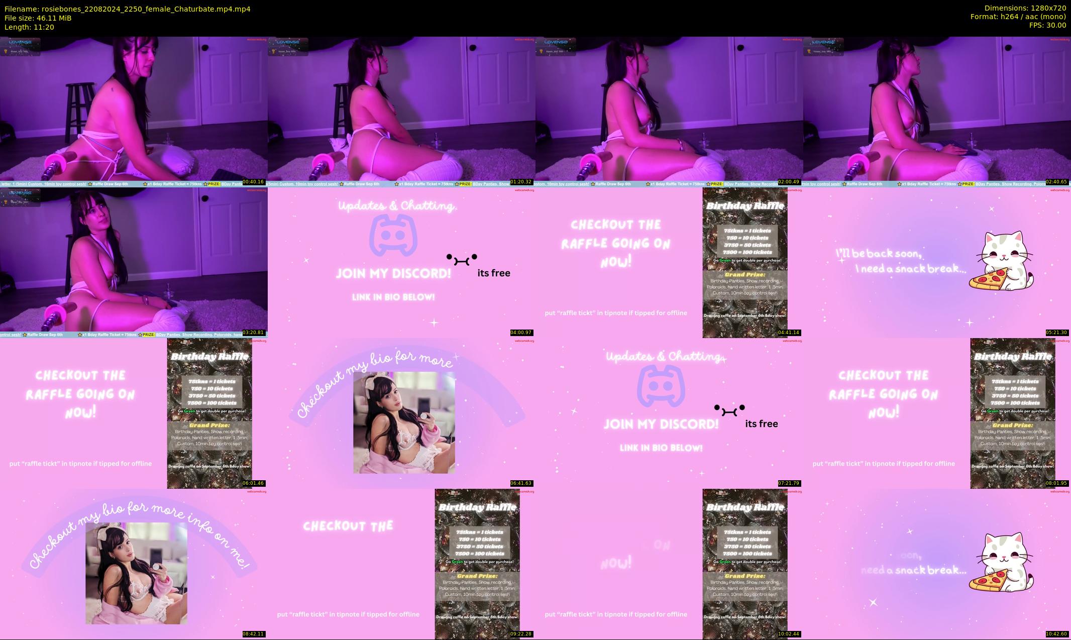 rosiebones — 12 minute Chaturbate female cam show recording, 720p, Aug 22, 2024