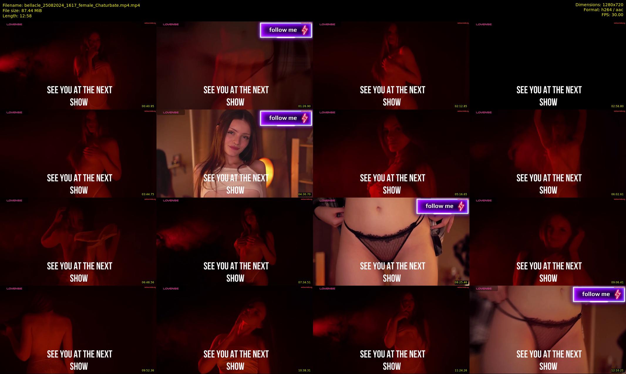 bellacle — 13 minute Chaturbate female cam show recording, 720p, Aug 25, 2024